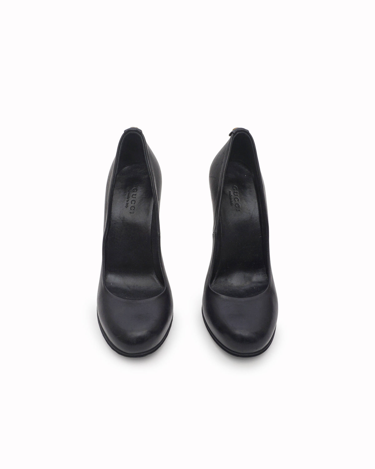 Gucci Black Leather Almond Toe Platform Pumps