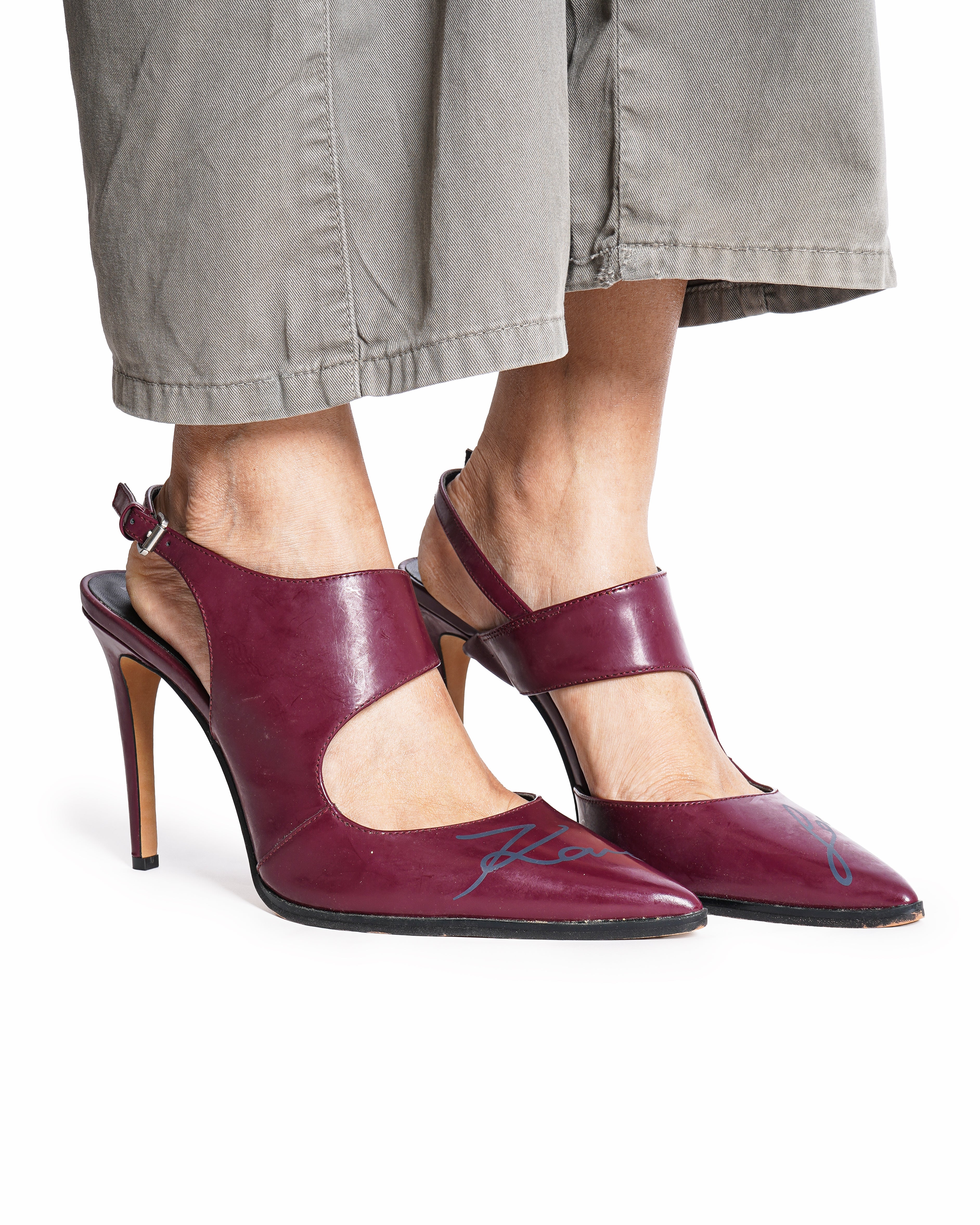Karl Lagerfeld Women's Logo Leather Slingback Pumps