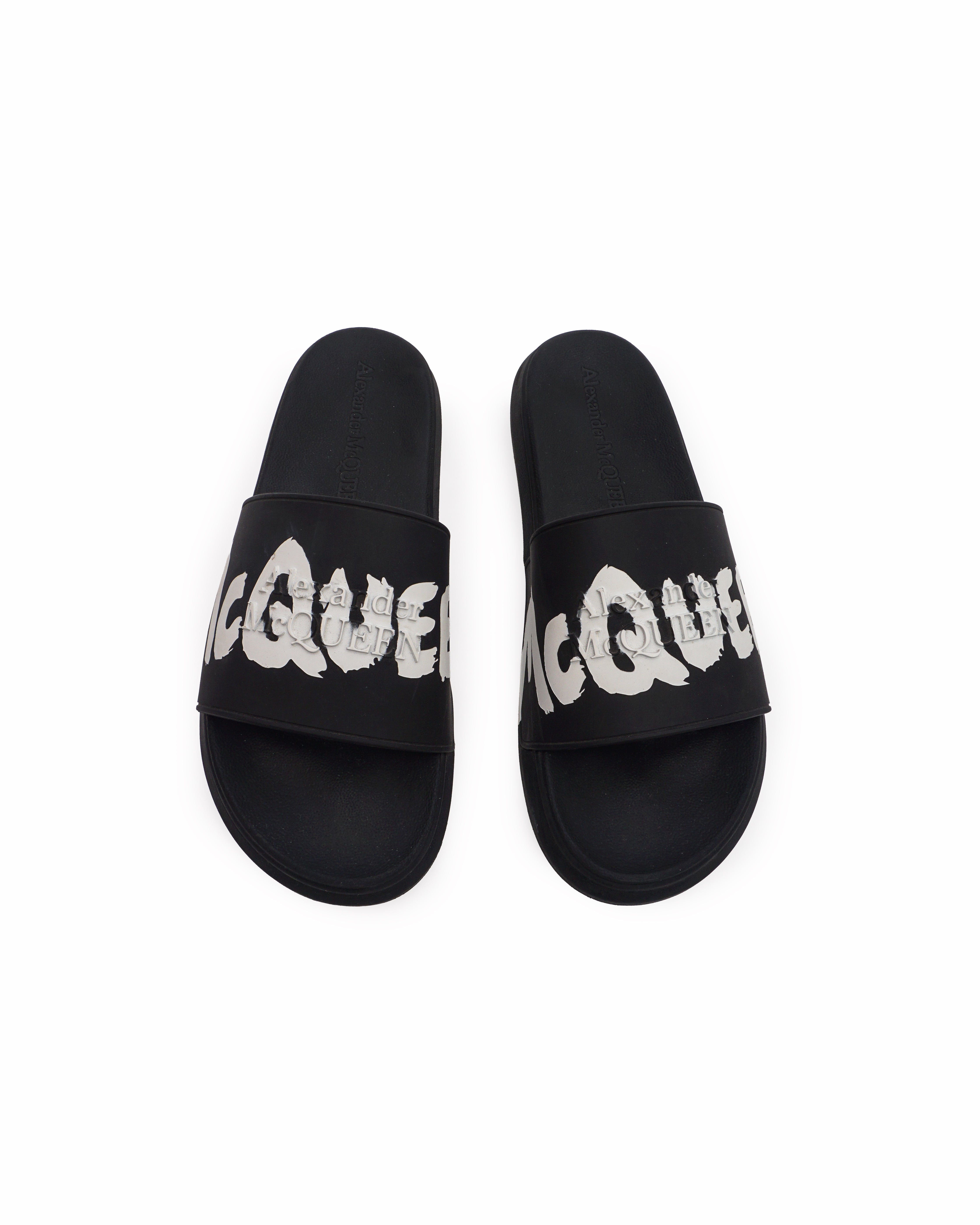 Alexander McQueen Men's Graffiti Logo Pool Sliders
