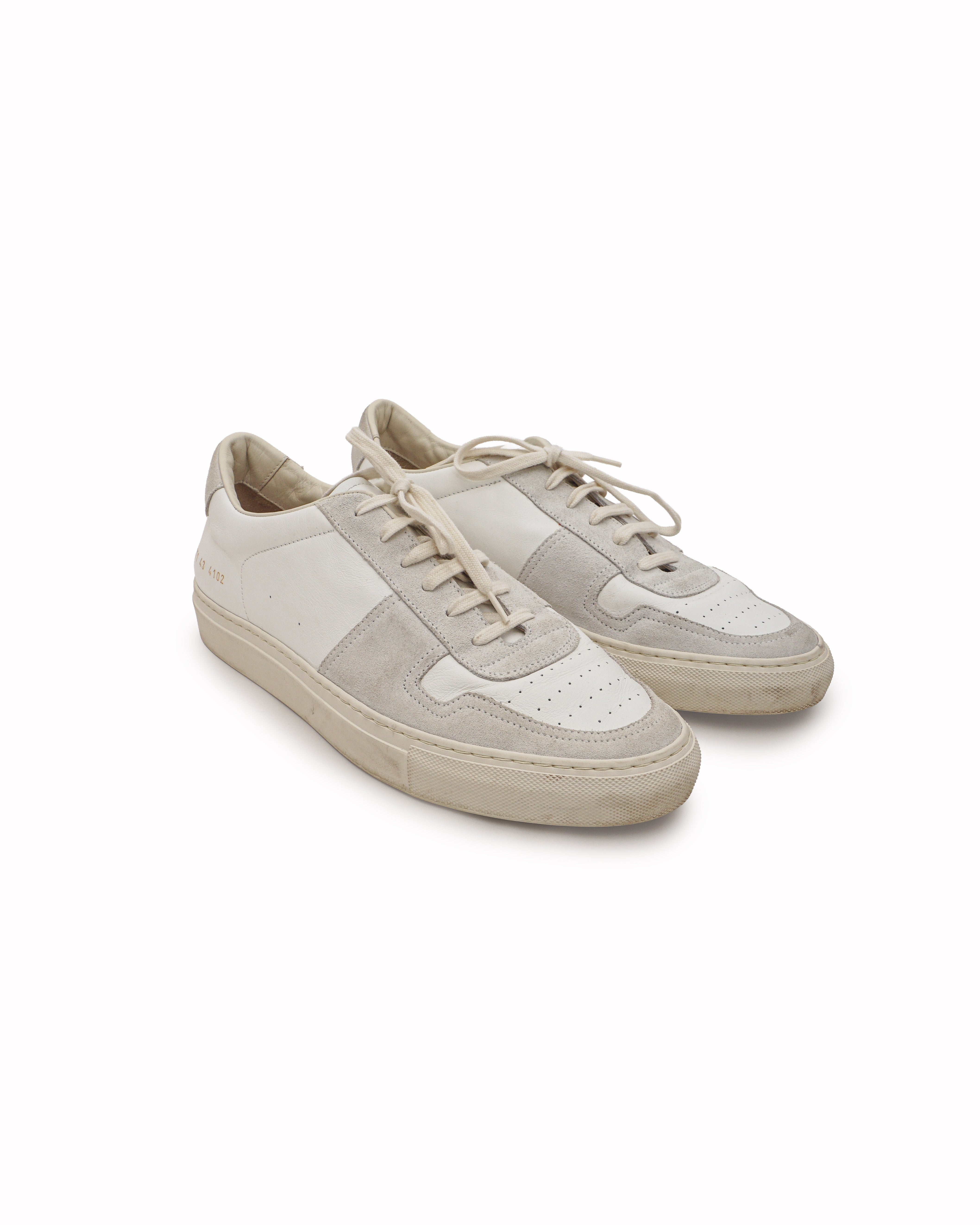 Common Projects White Leather & Grey Suede Retro Low Sneakers