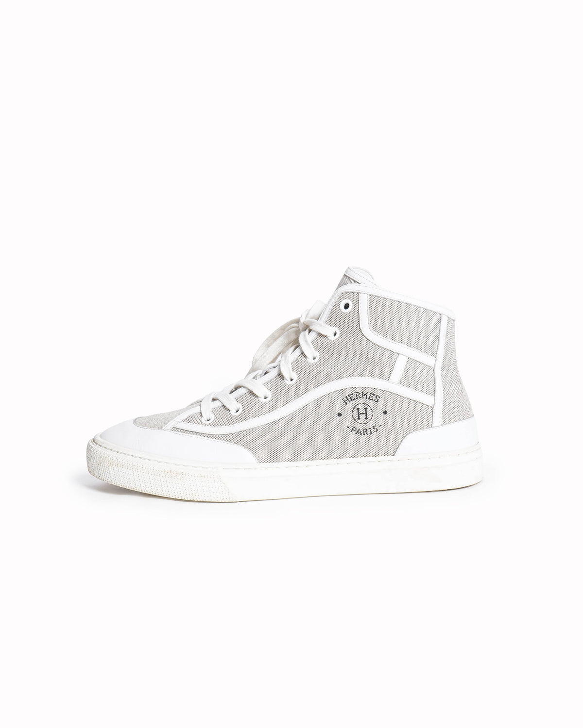 Hermès Canvas & White Leather Get Up High-Top Sneakers