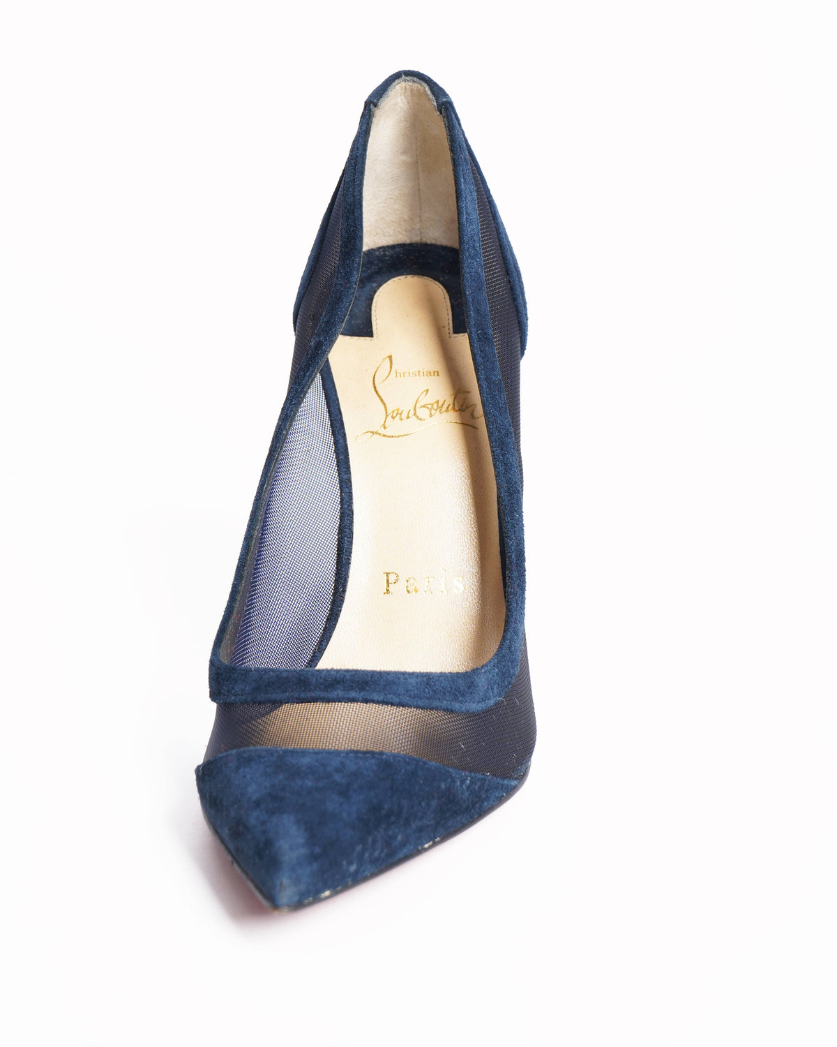 Christian Louboutin Suede & Mesh Pumps In Navy Blue