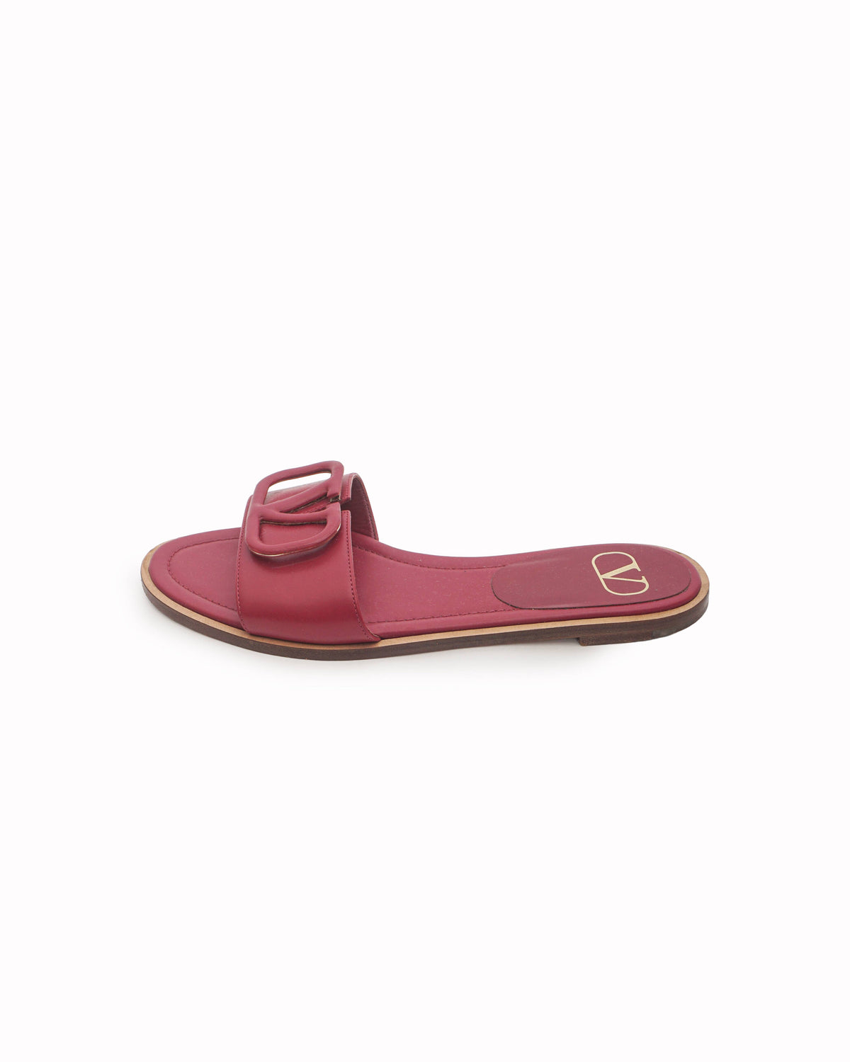 Valentino Garavani Pink Leather VLogo Flat Mules