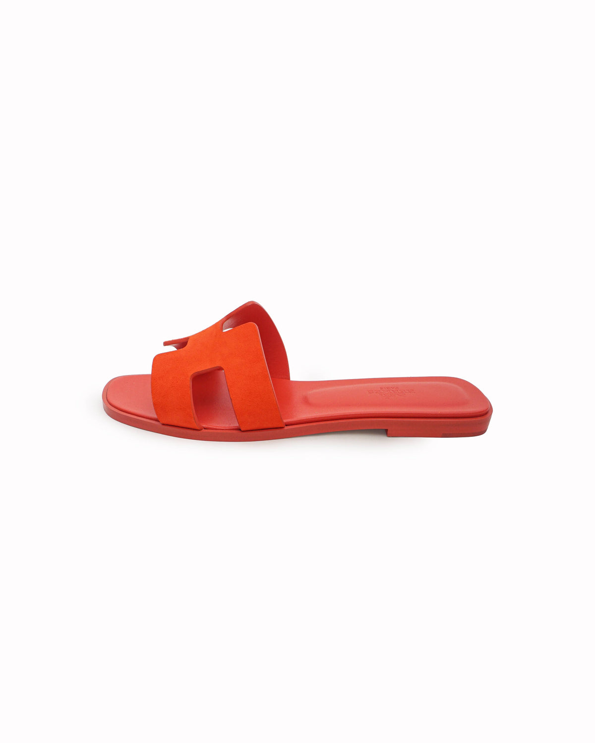 Hermès Rouge Grenadine Suede Oran Sandals