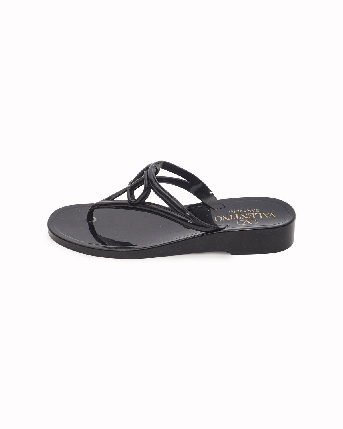 Valentino Garavani Black PVC VLogo Signature Thong Sandals
