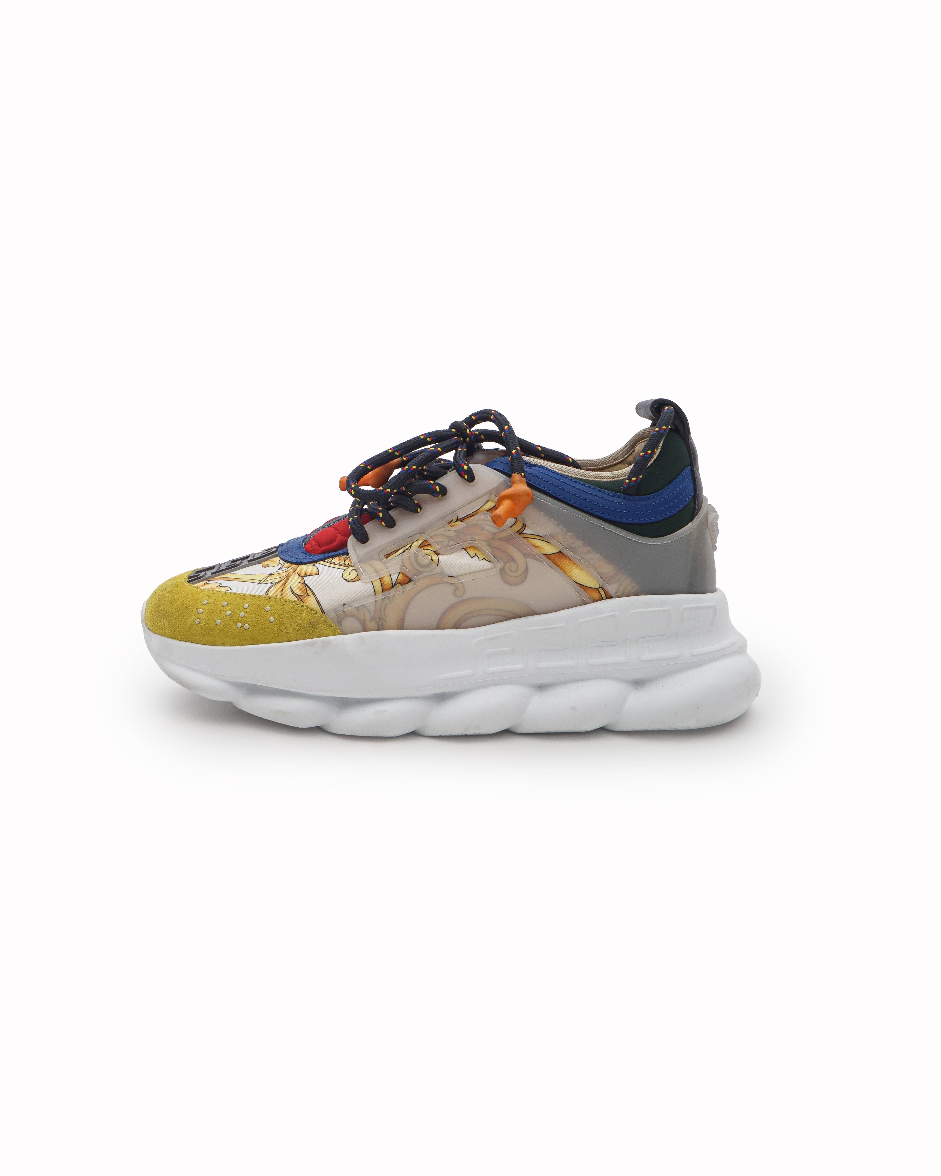 Versace Unisex White Barocco Chain Reaction Sneakers