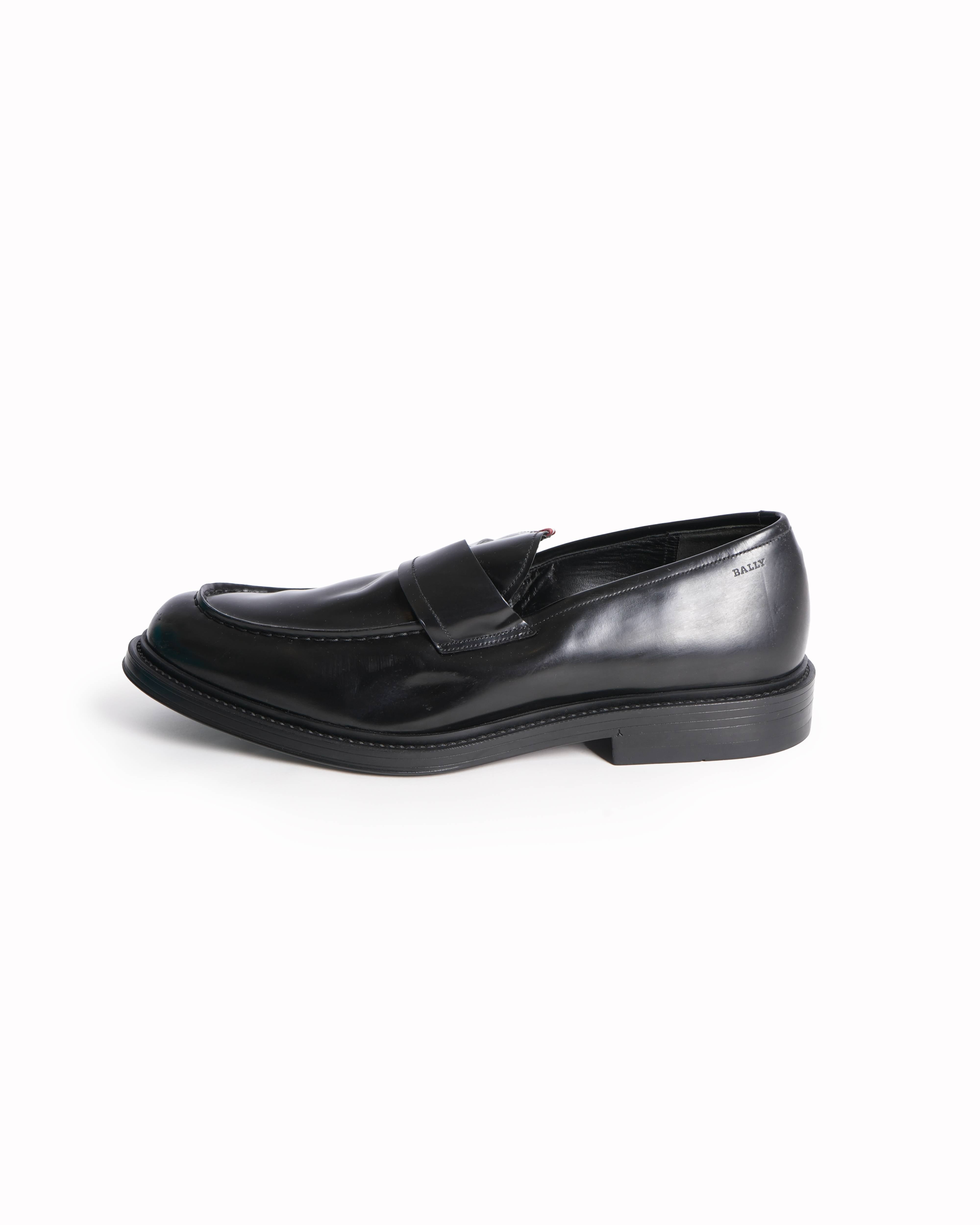 Bally black patent leather loafers