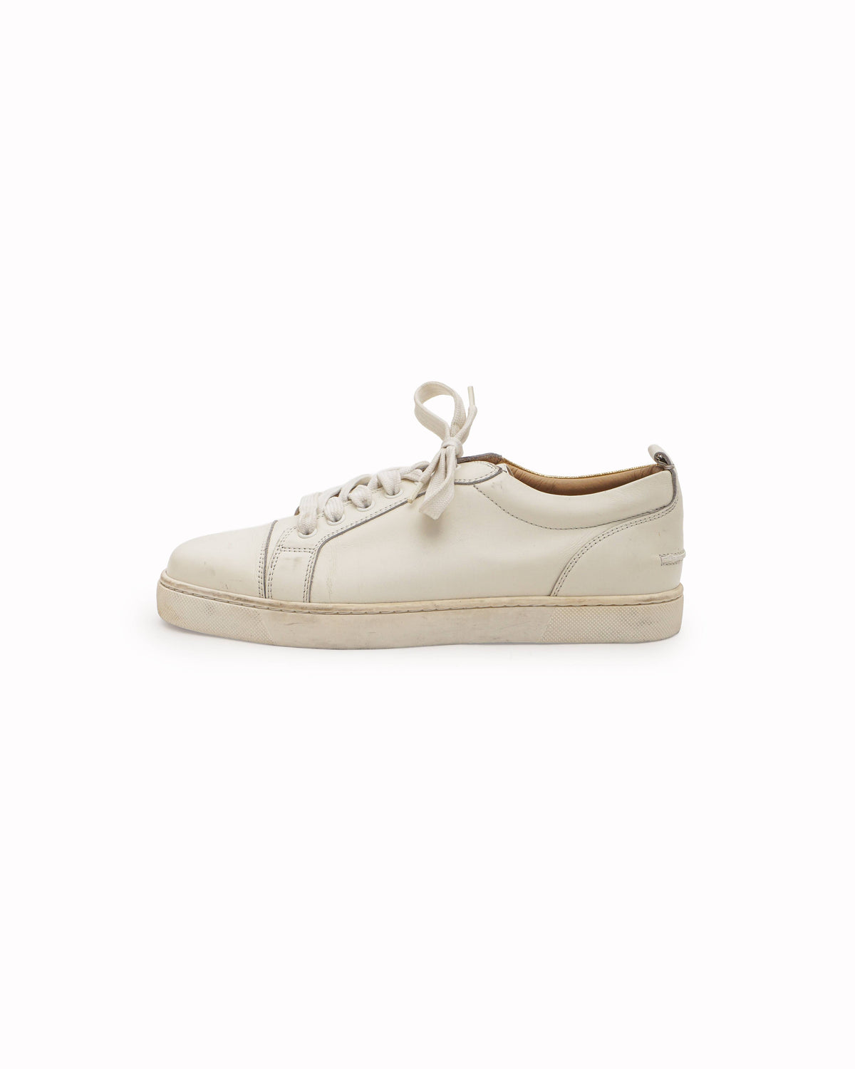 Christian Louboutin White & Metallic Gold Leather Unisex Sneakers