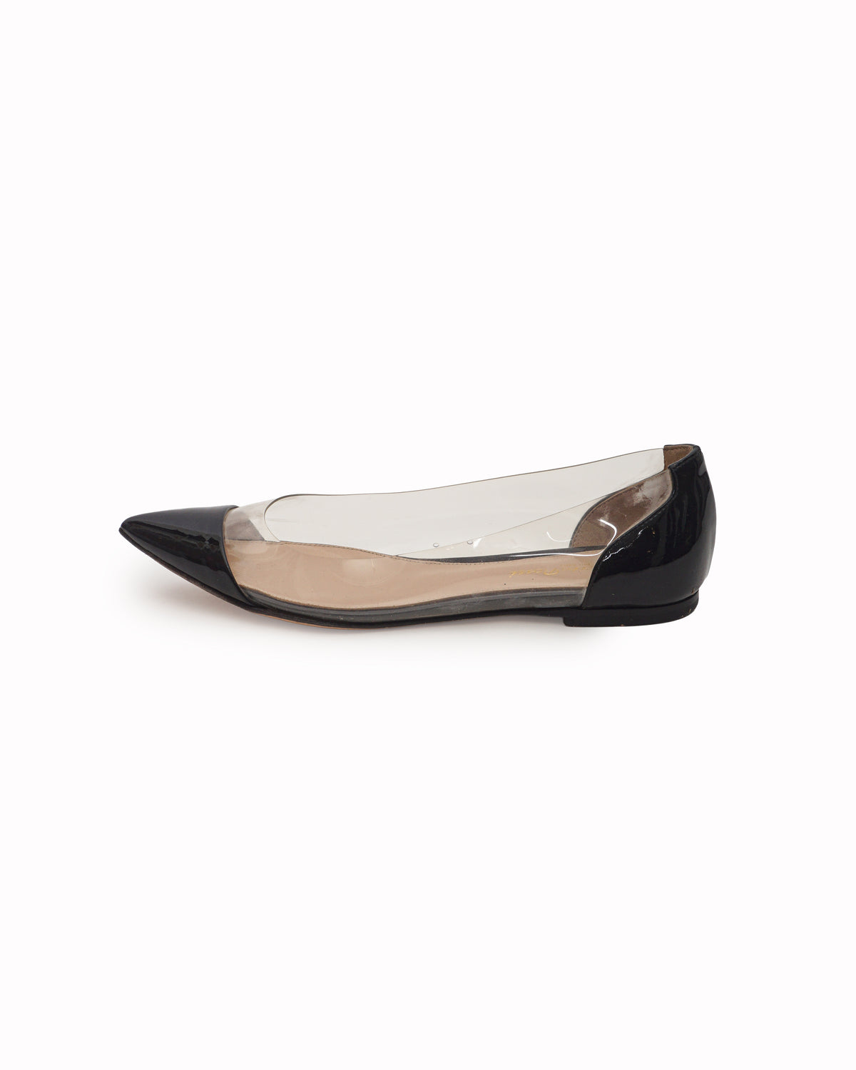 Gianvito Rossi Black Patent Leather & PVC Plexi Ballet Flats