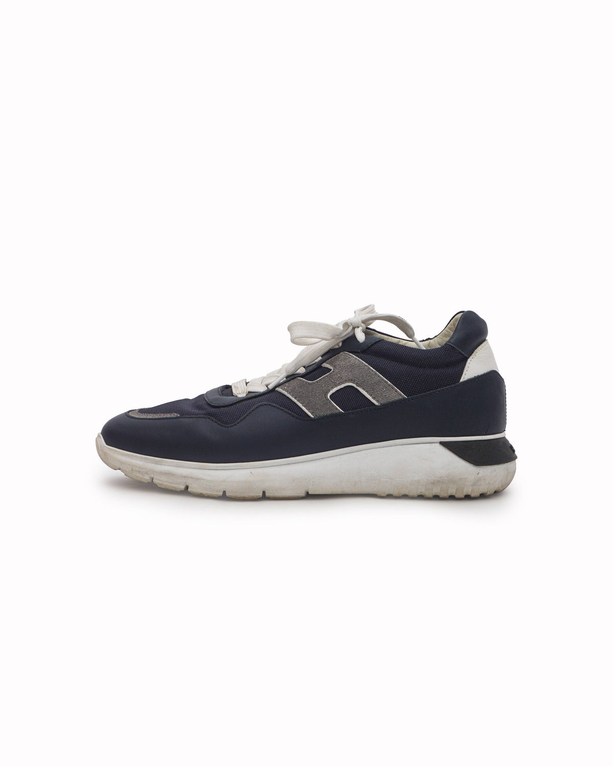 Hogan Men's Navy Blue Mesh & Leather H-Logo Sneakers