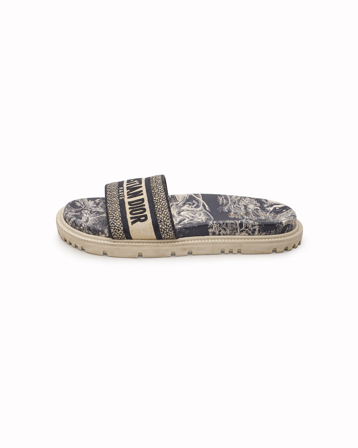 Christian Dior Dway Toile de Jouy Platform Slide Sandals