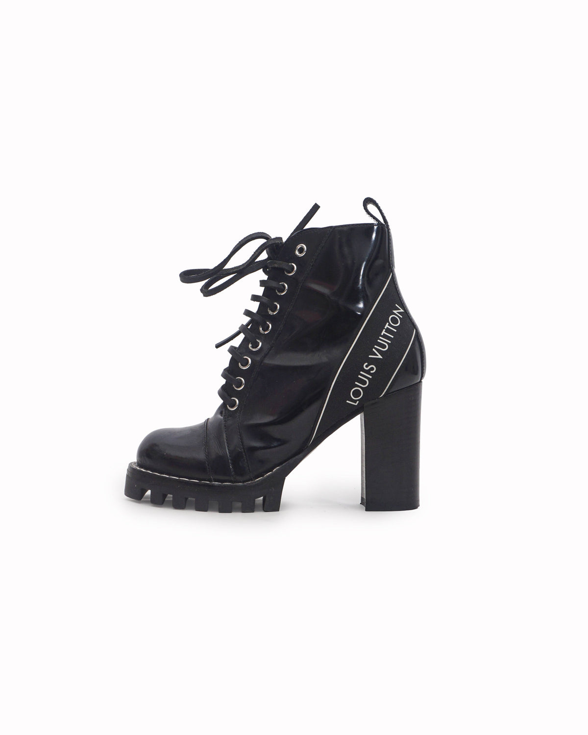 Louis Vuitton Black Leather Star Trail Block Heel Ankle Boots