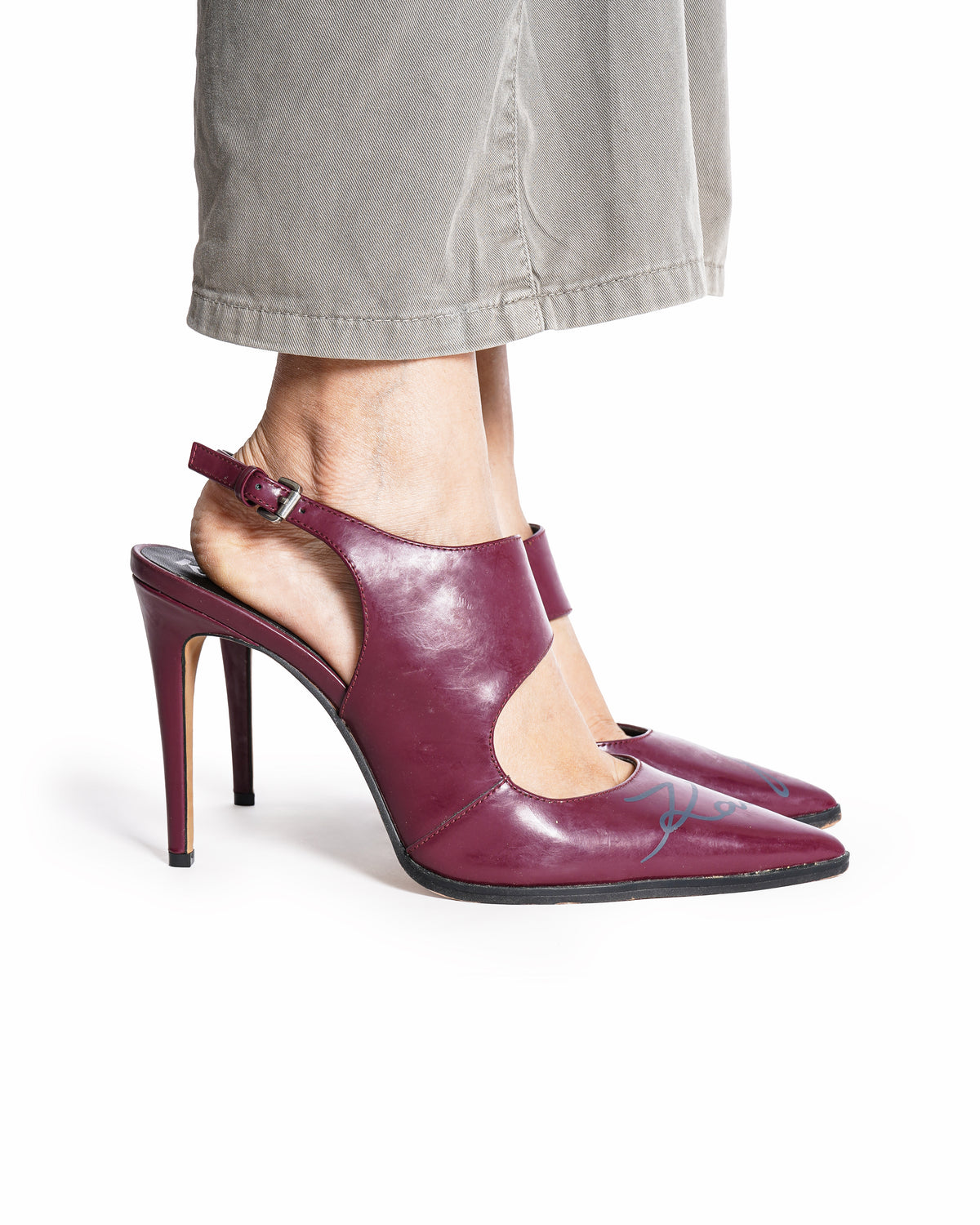 Karl Lagerfeld Women's Logo Leather Slingback Pumps