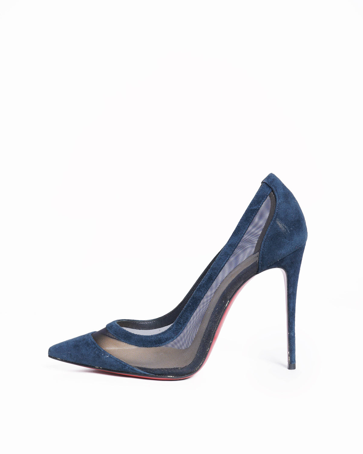 Christian Louboutin Suede & Mesh Pumps In Navy Blue