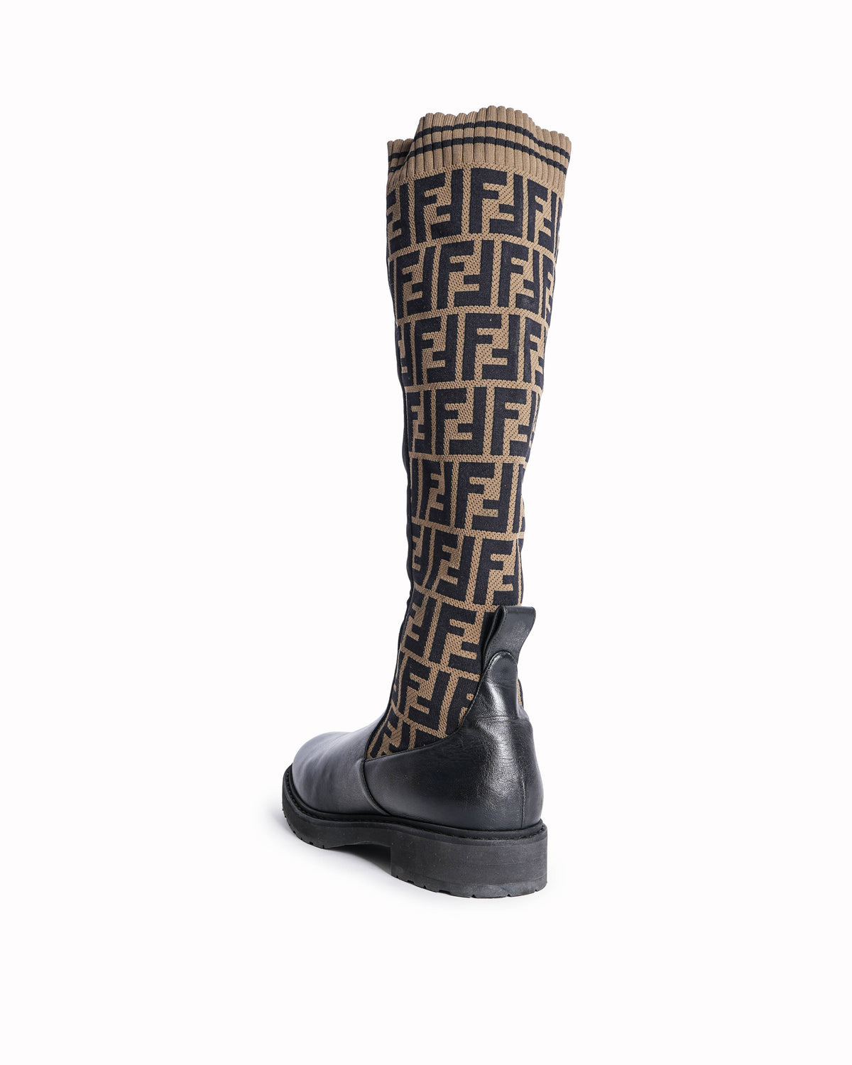 Fendi Zucca FF Logo Leather Riding Boots