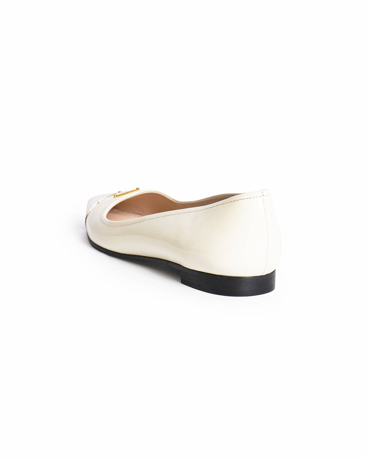 Prada White & Gold Patent Leather Flats