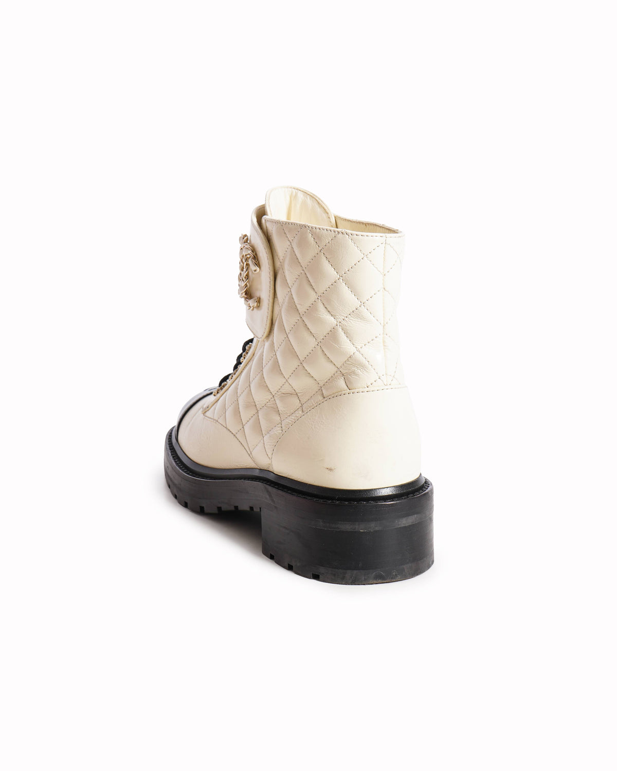 Chanel Interlocking CC Logo Women's Combat Boots