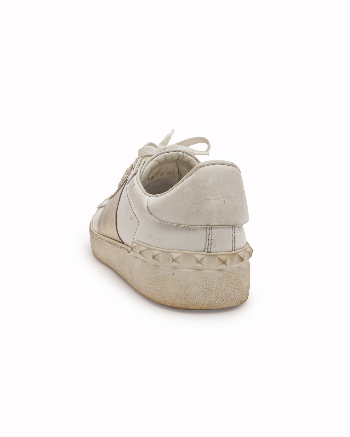Valentino White Leather Rockstud Low Top Sneakers