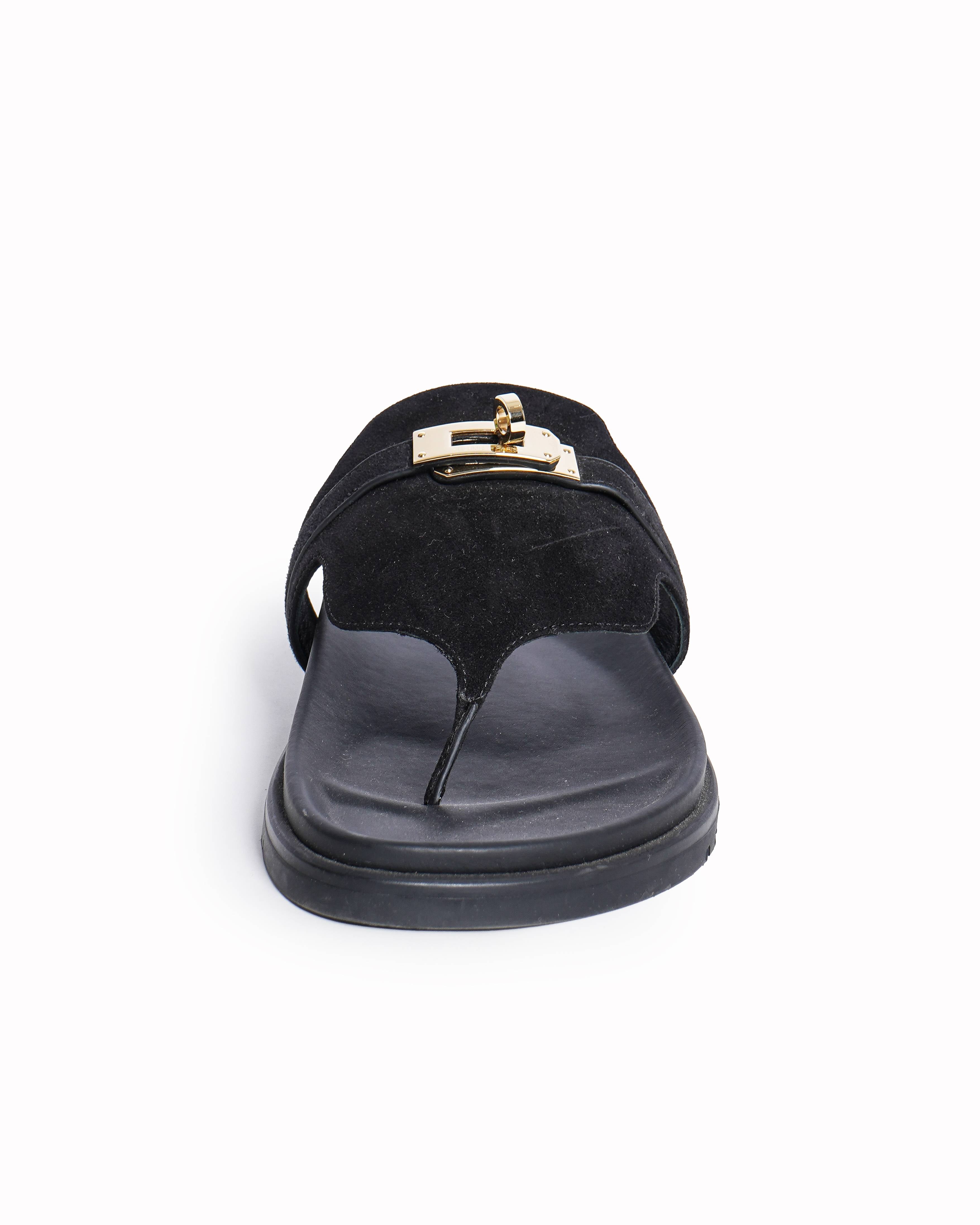 Hermès Empire Techno Sandals In Suede Goatskin With Anatomical Sole