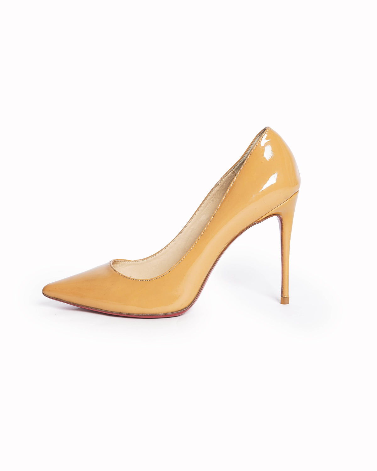 Christian Louboutin Patent Leather Pumps In Beige