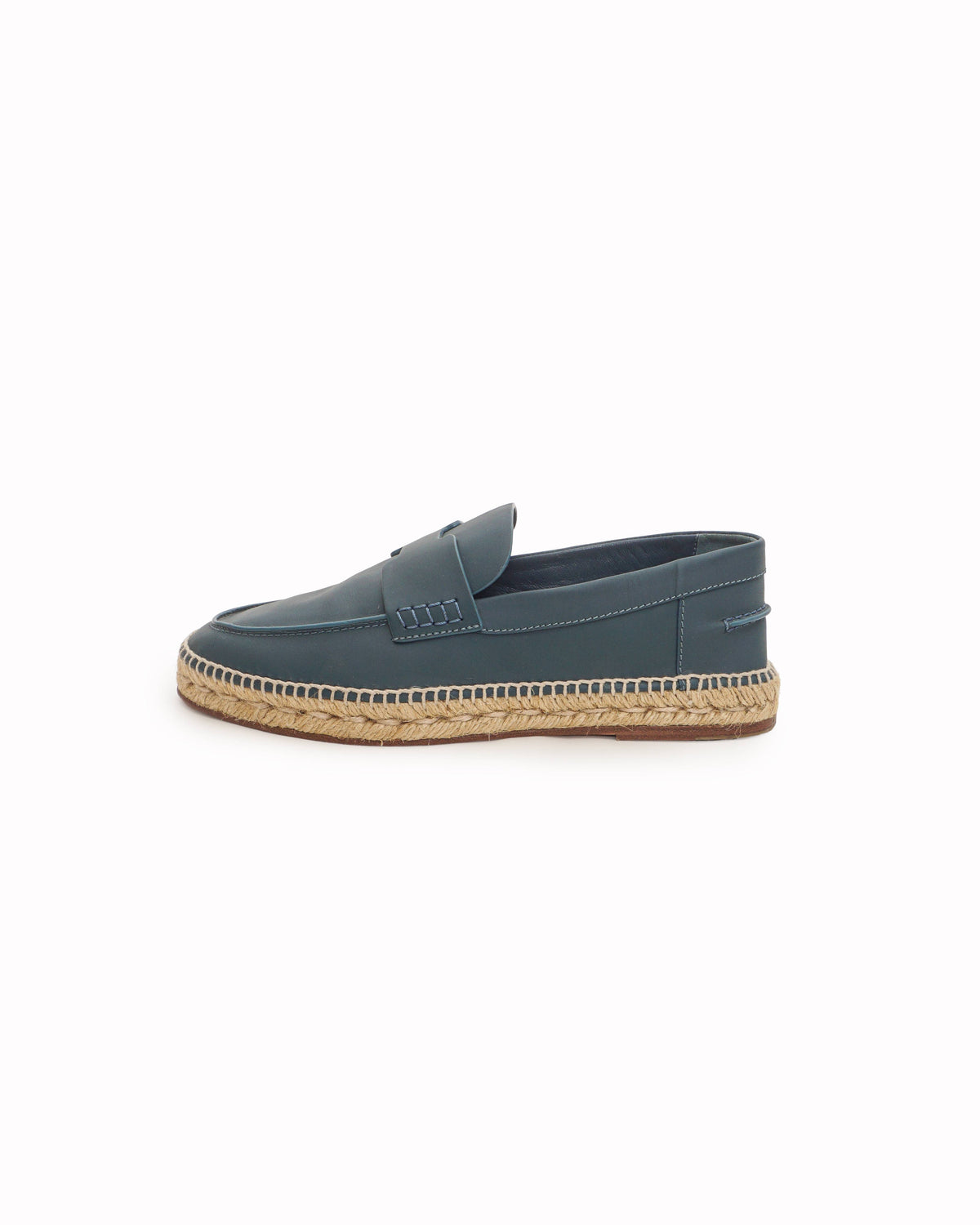 Hermès Blue Leather Trip H Logo Espadrille Loafers