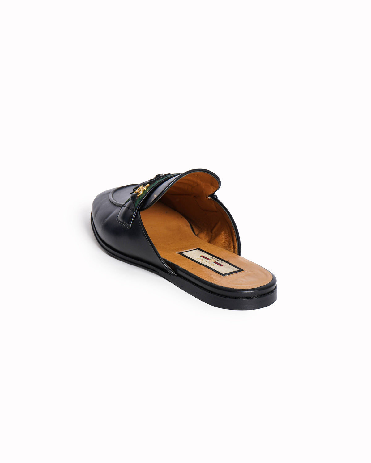 Gucci Black Leather Tassel Web Princetown Horsebit Flat