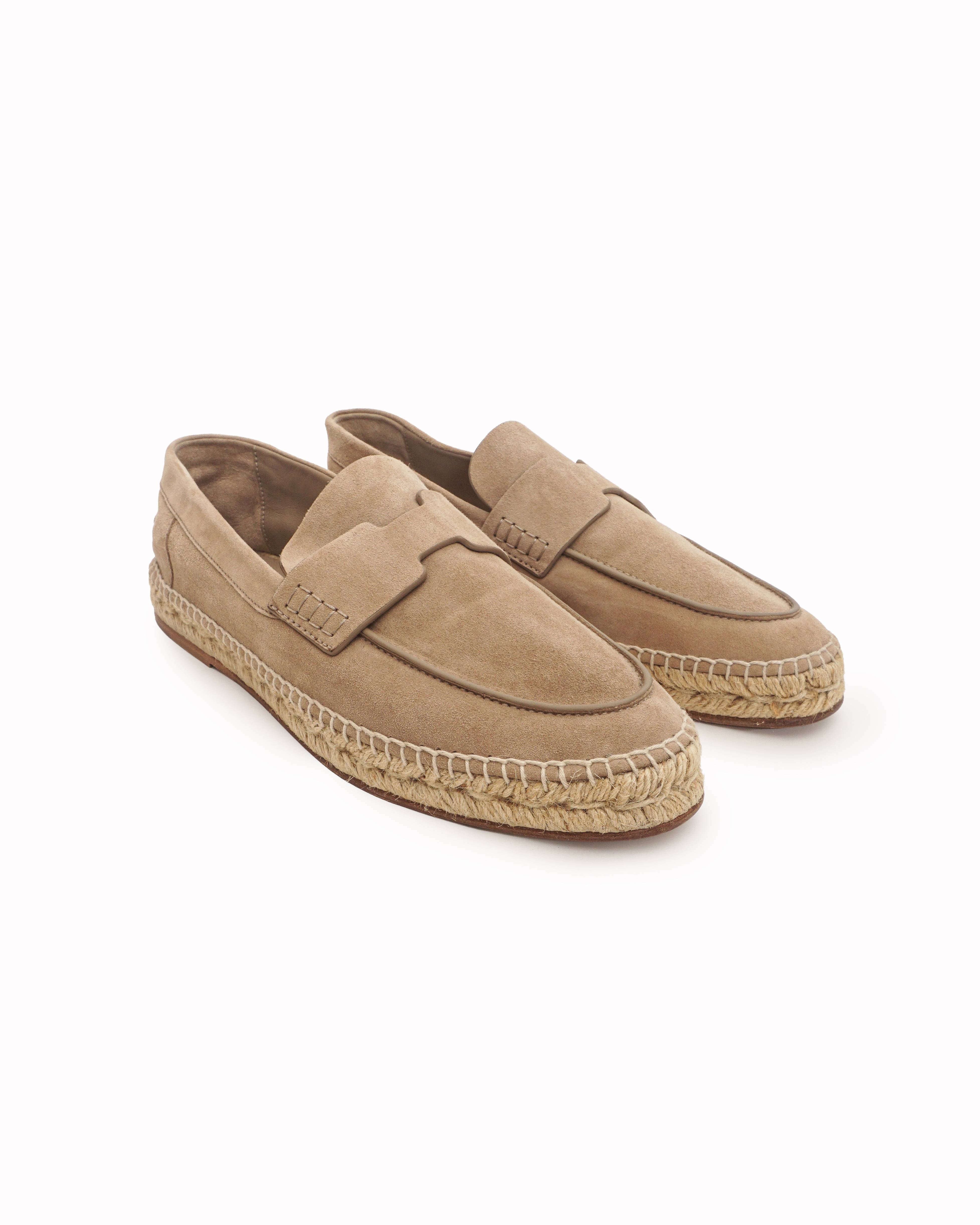 Hermès Beige Suede Trip H Logo Espadrille Loafers