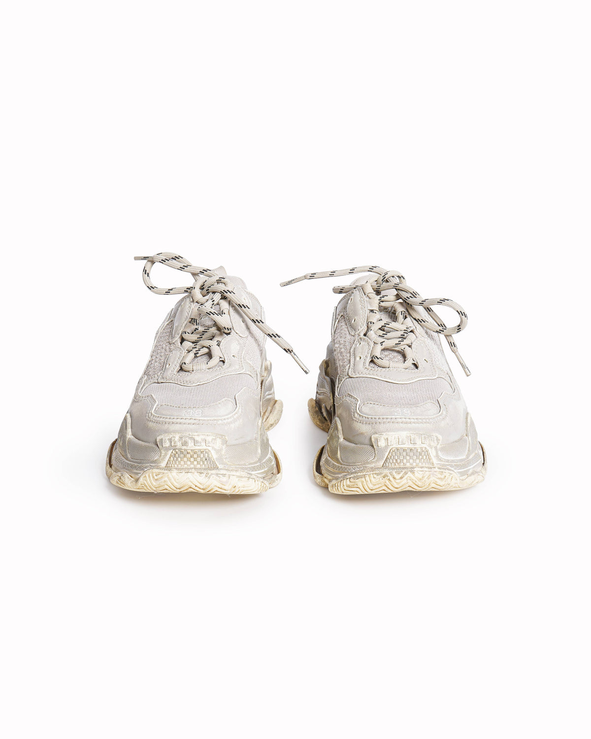 Balenciaga Grey Leather and Mesh Faded Triple S Sneakers