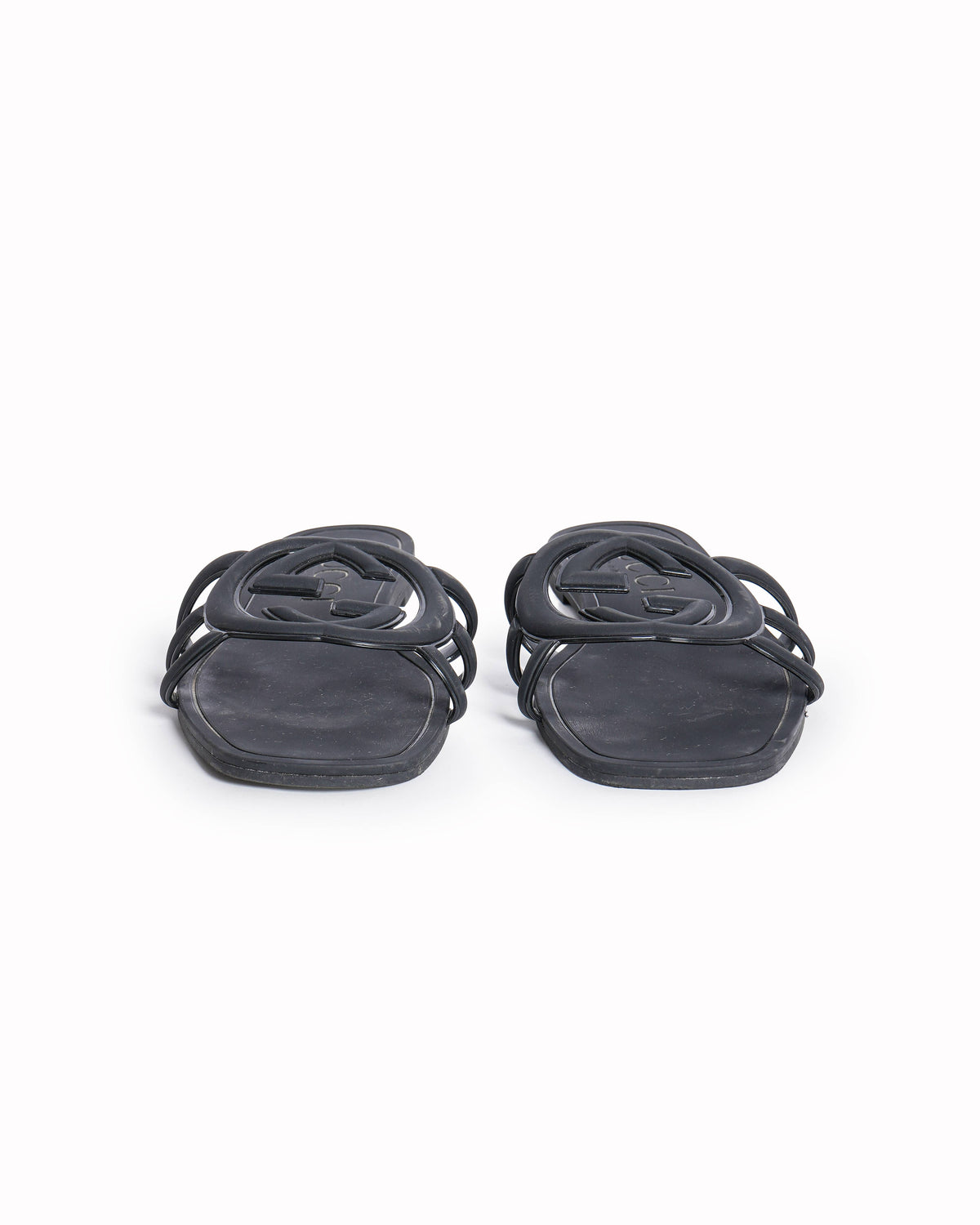 Gucci Black Interlocking GG Rubber Sliders