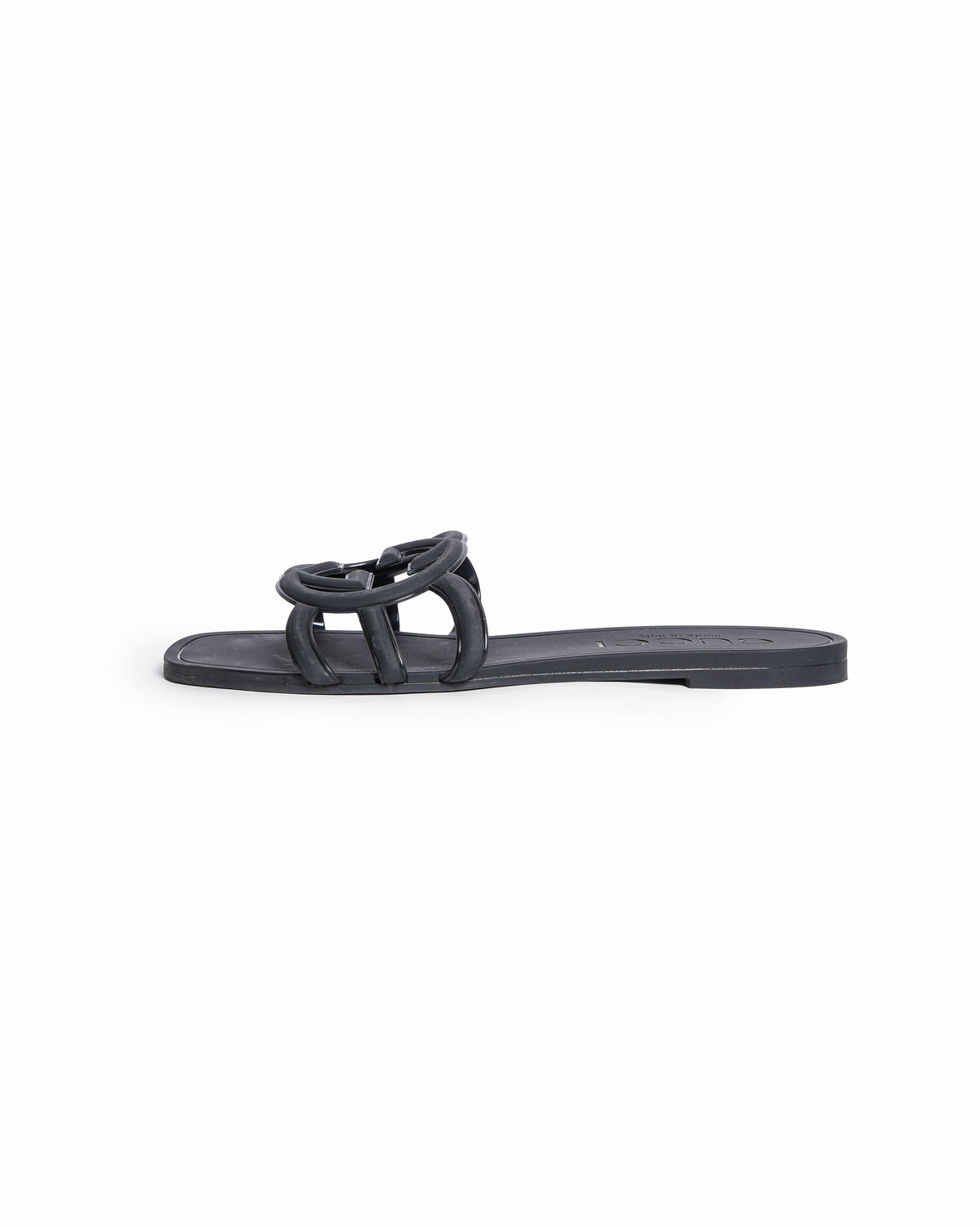 Gucci Black Interlocking GG Rubber Sliders