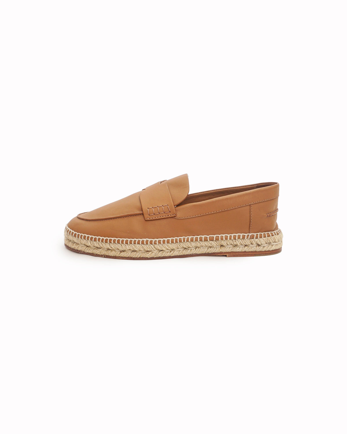 Hermès Cognac Leather Trip H Logo Espadrille Loafers