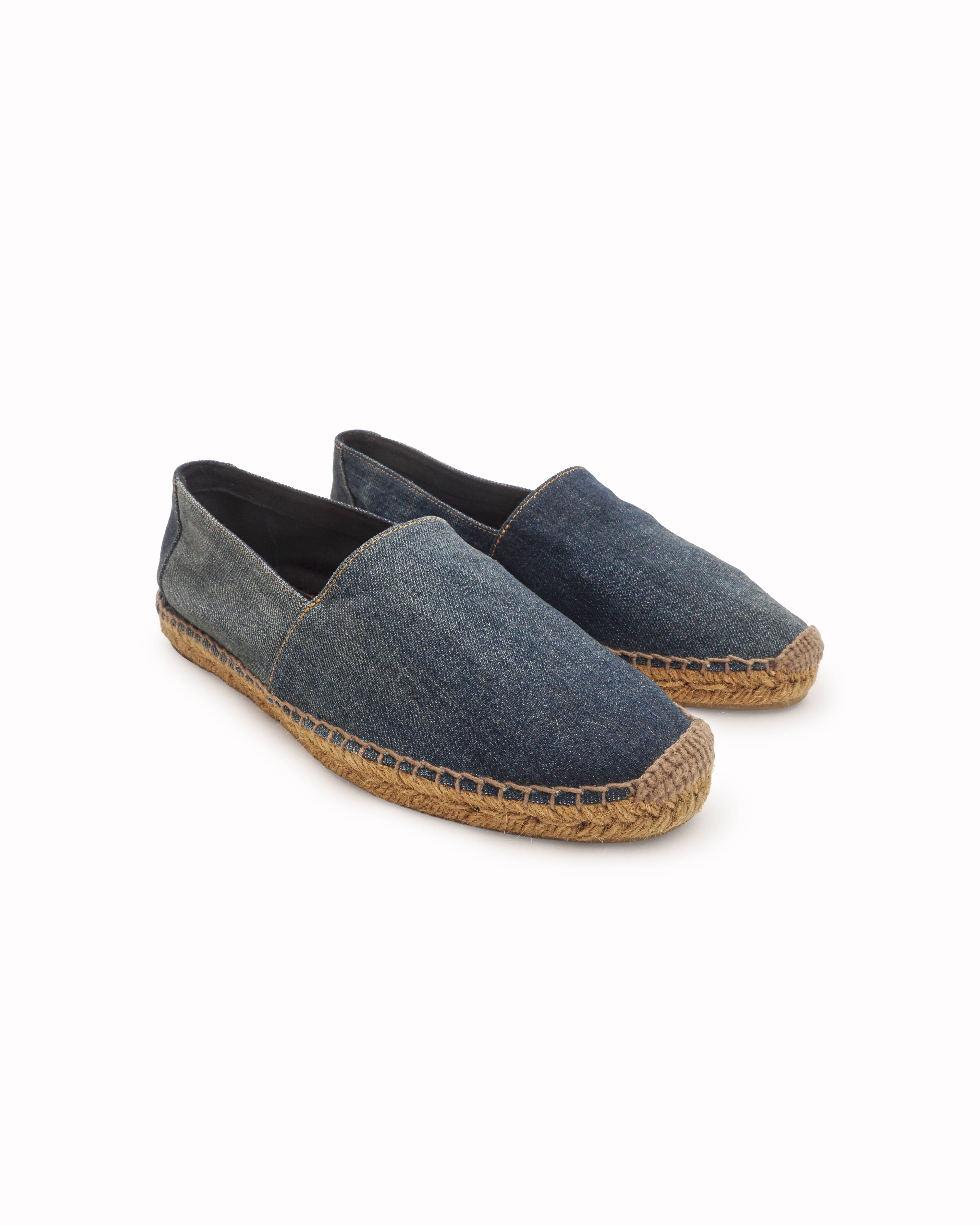 Saint Laurent Blue Denim Embroidery Accent Espadrilles