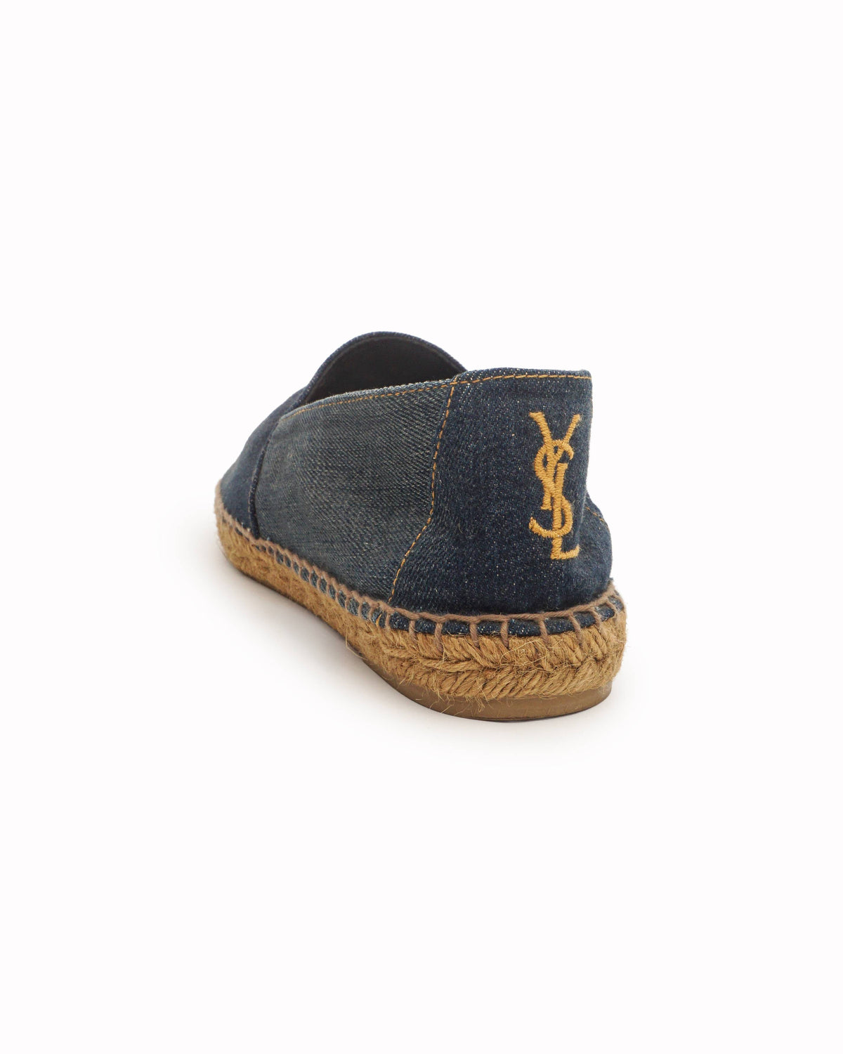 Saint Laurent Blue Denim Embroidery Accent Espadrilles