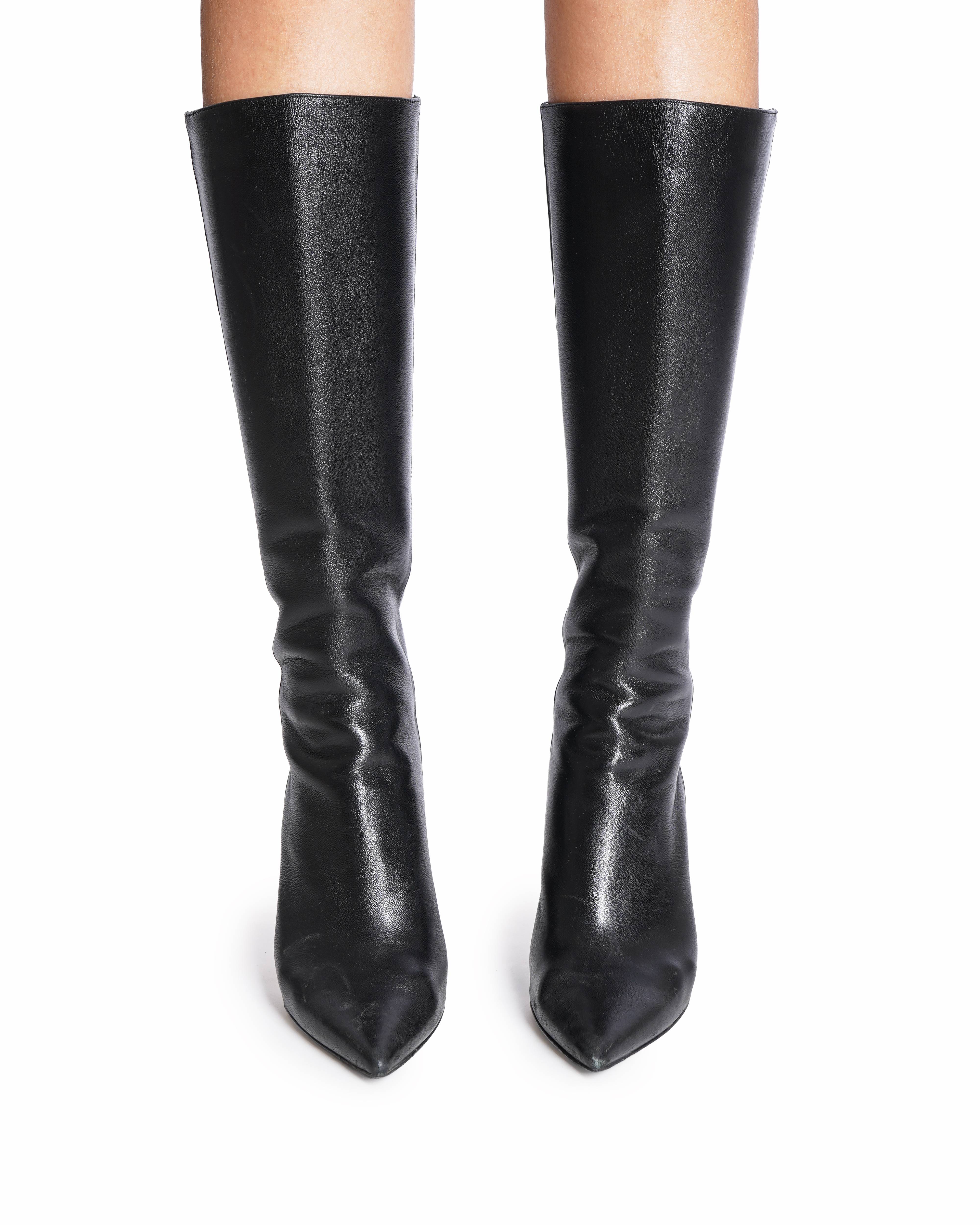 Jimmy Choo Leather Pointed-Toe Boots In Black