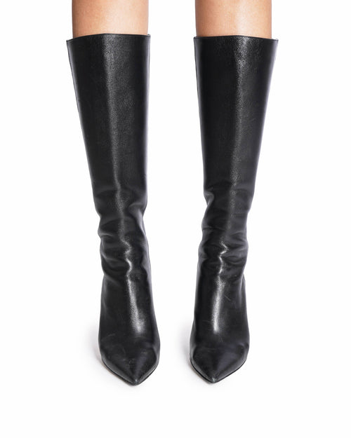 Jimmy Choo Leather Pointed-Toe Boots In Black