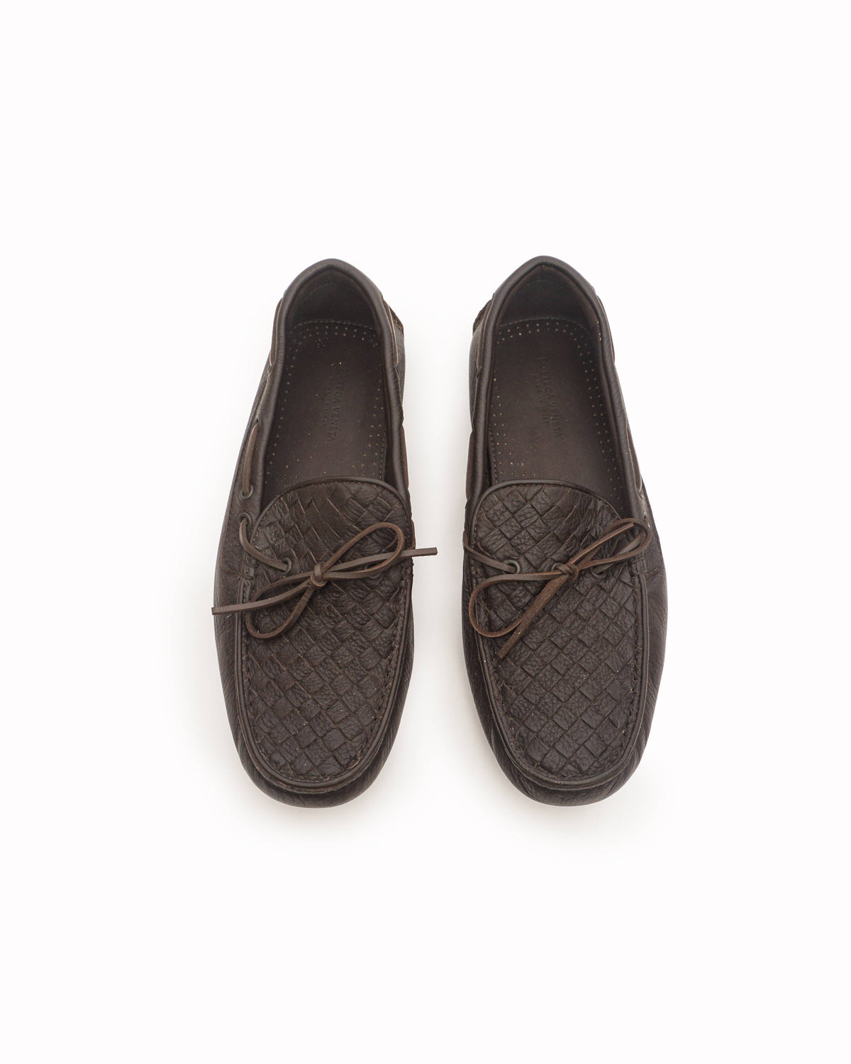 Bottega Veneta Dark Brown Intrecciato Leather Driving Loafers