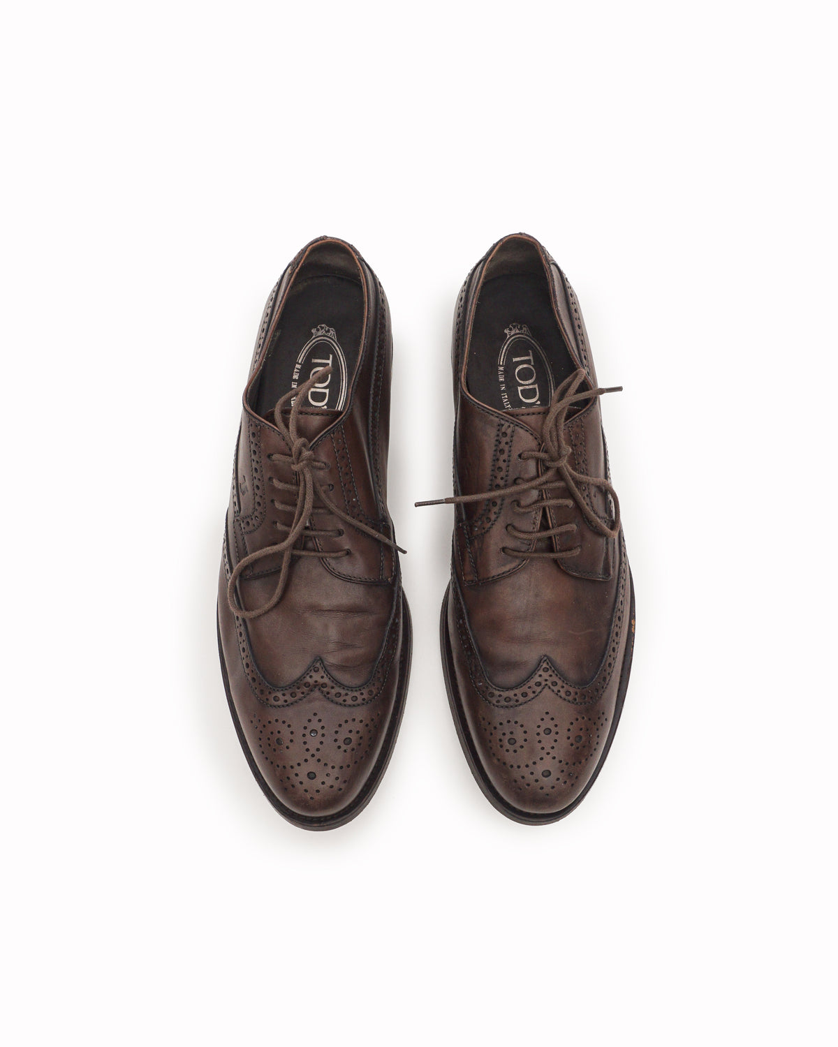 Tod's Brown Leather Wingtip Brogue Derby Shoes