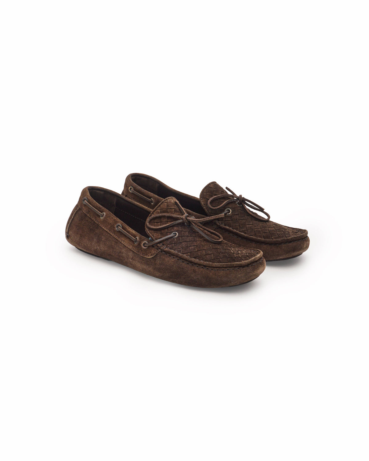 Bottega Veneta Brown Suede Intrecciato Driving Loafers