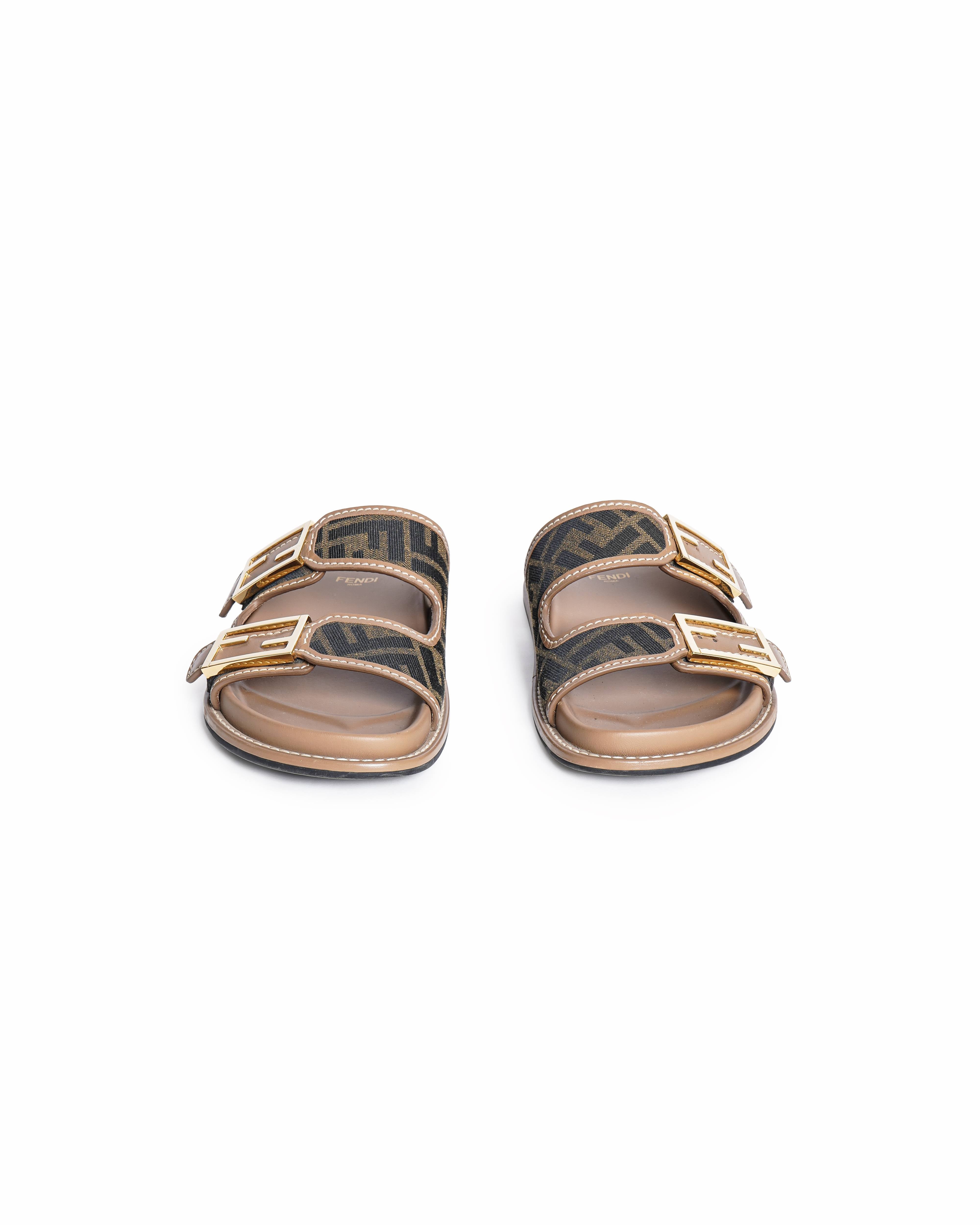 Fendi Feel Brown FF fabric slides