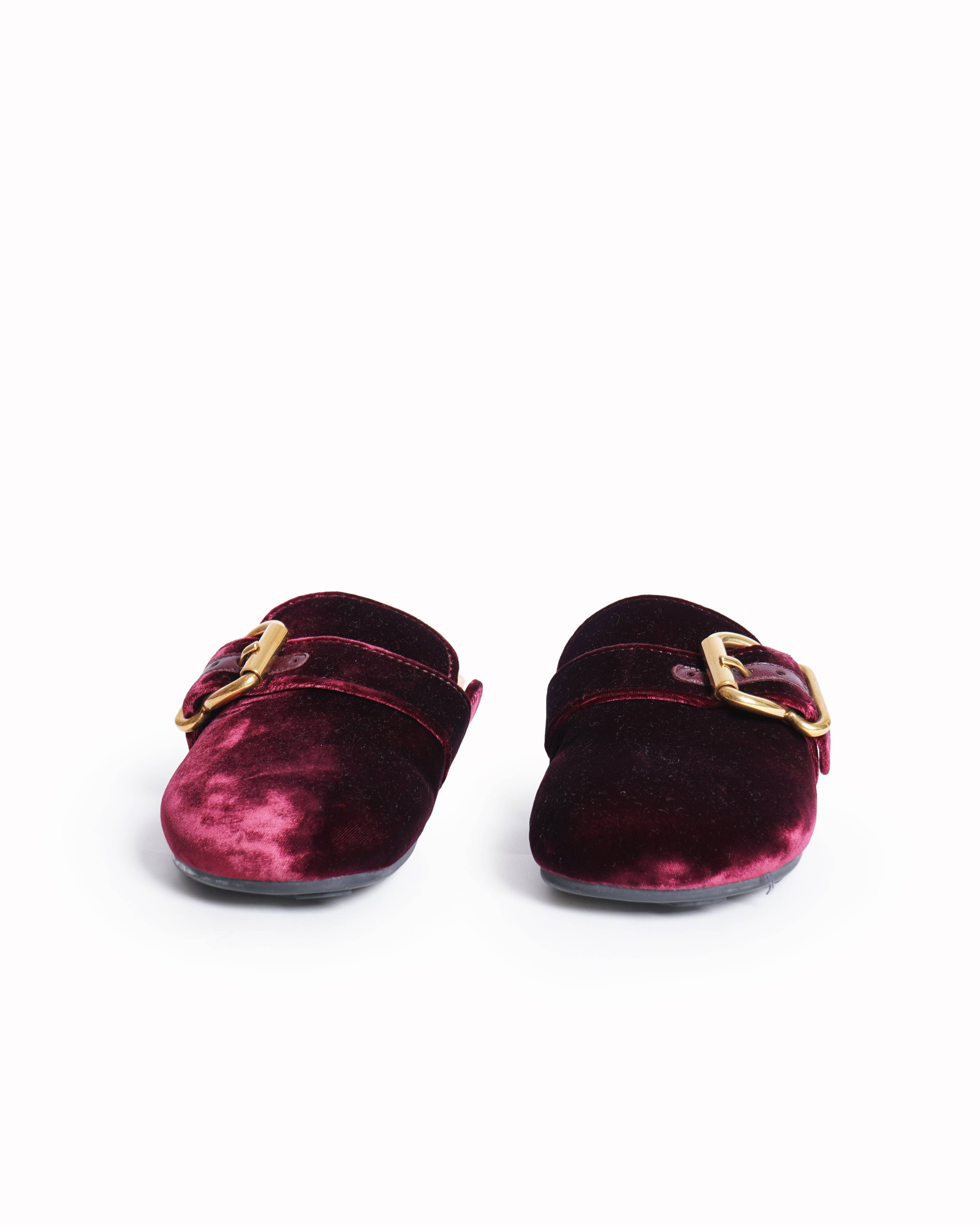 New Prada Burgundy Velvet Mules