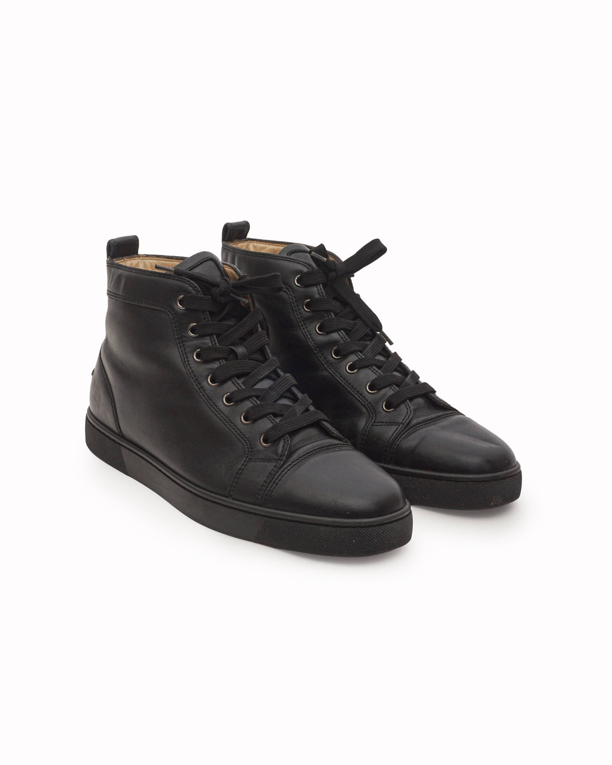 Christian Louboutin Louis Black Calf Leather High-Top Sneakers