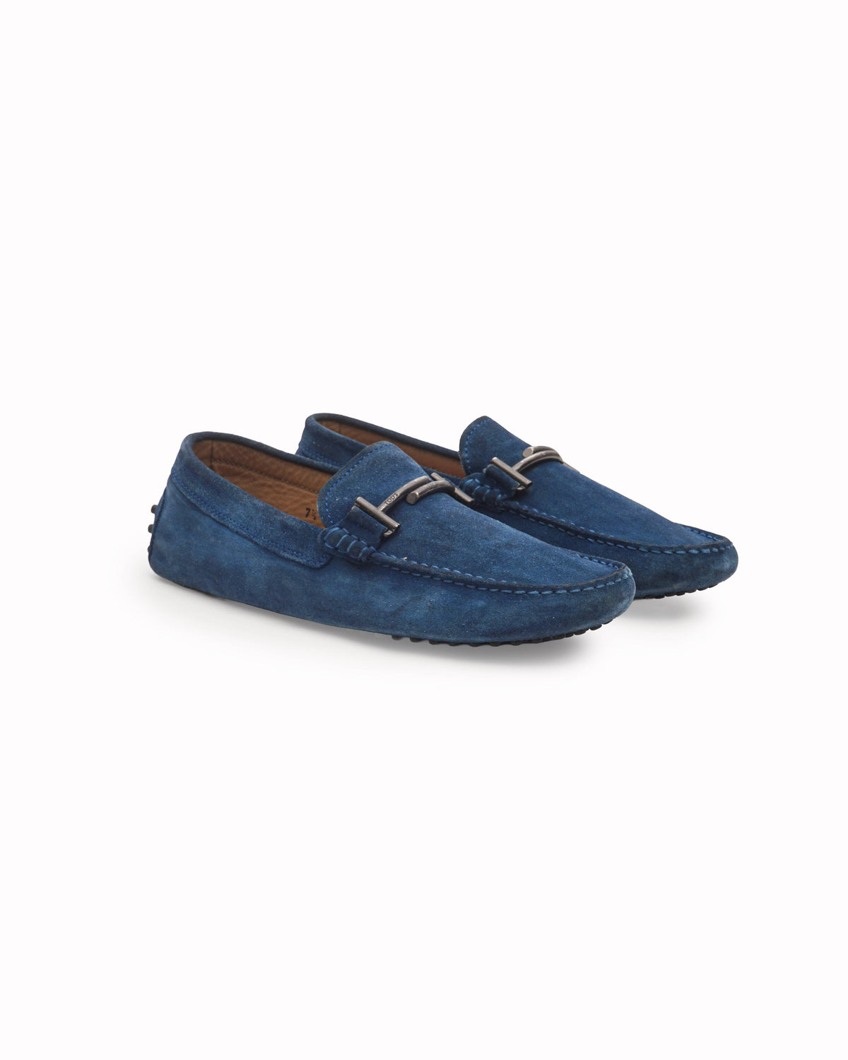 Tod's Blue Suede Double T Gommino Loafers