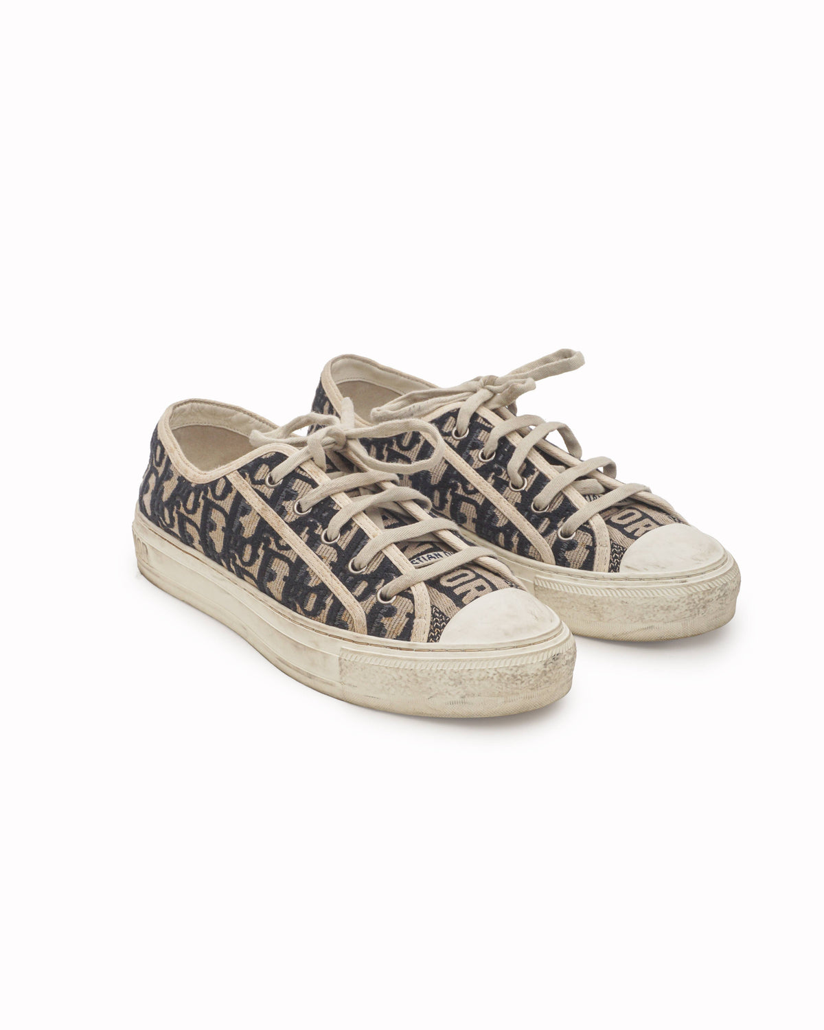 Dior Blue Embroidered Oblique Canvas Low-Top Sneakers