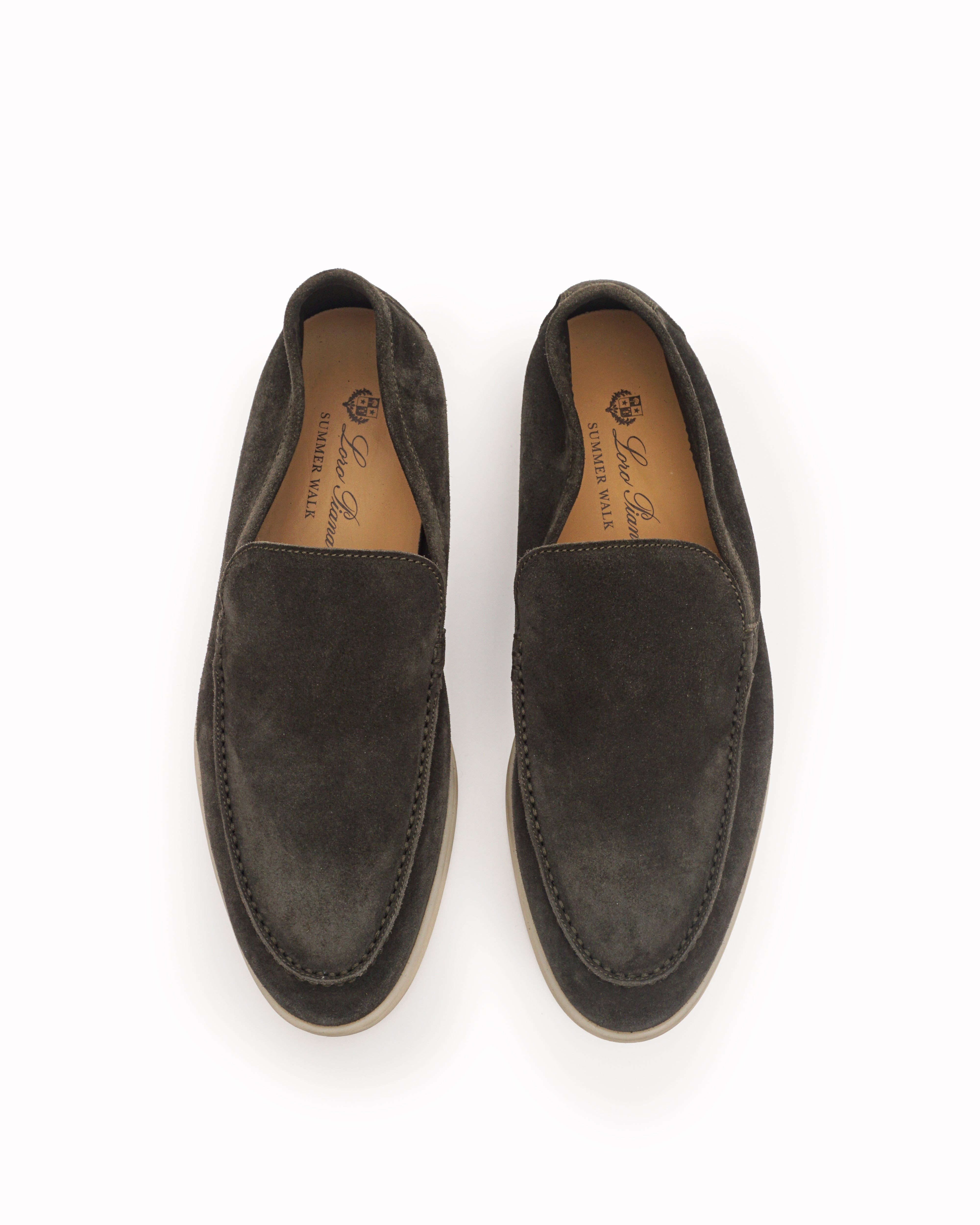 Loro Piana Warm Grey Suede Summer Walk Loafers
