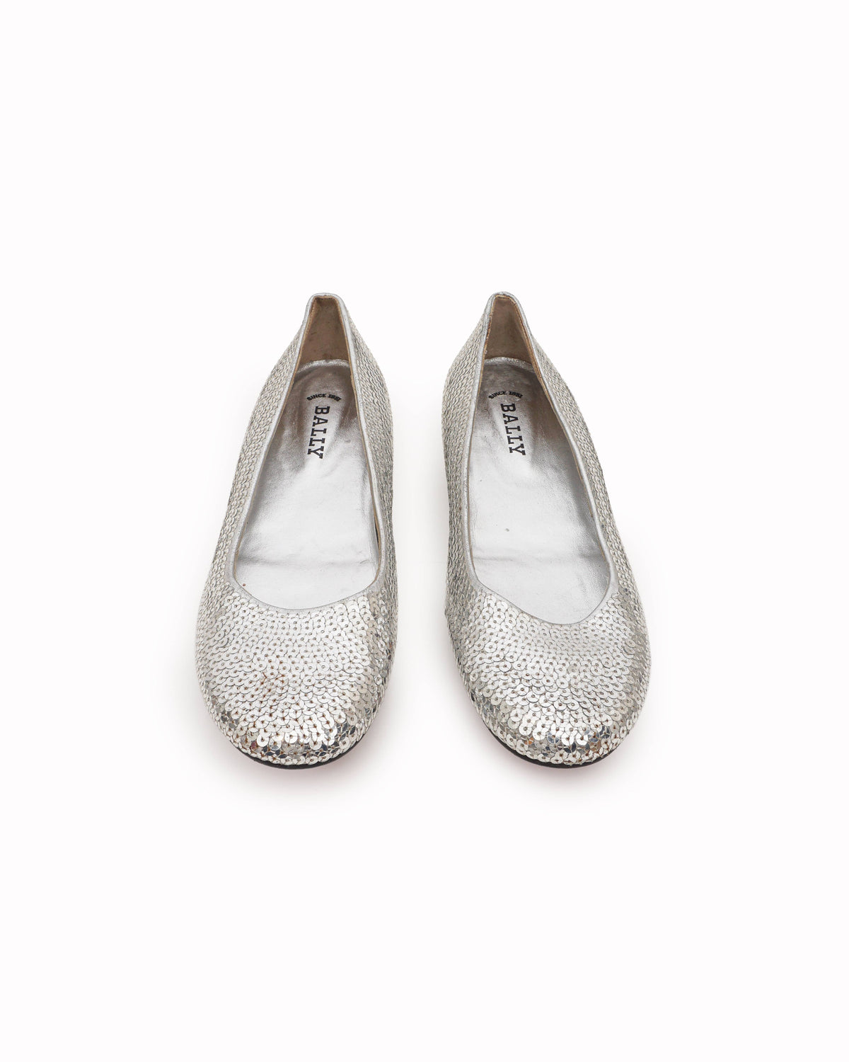 Bally Lumia Silver Sequined Leather Ballet Flats