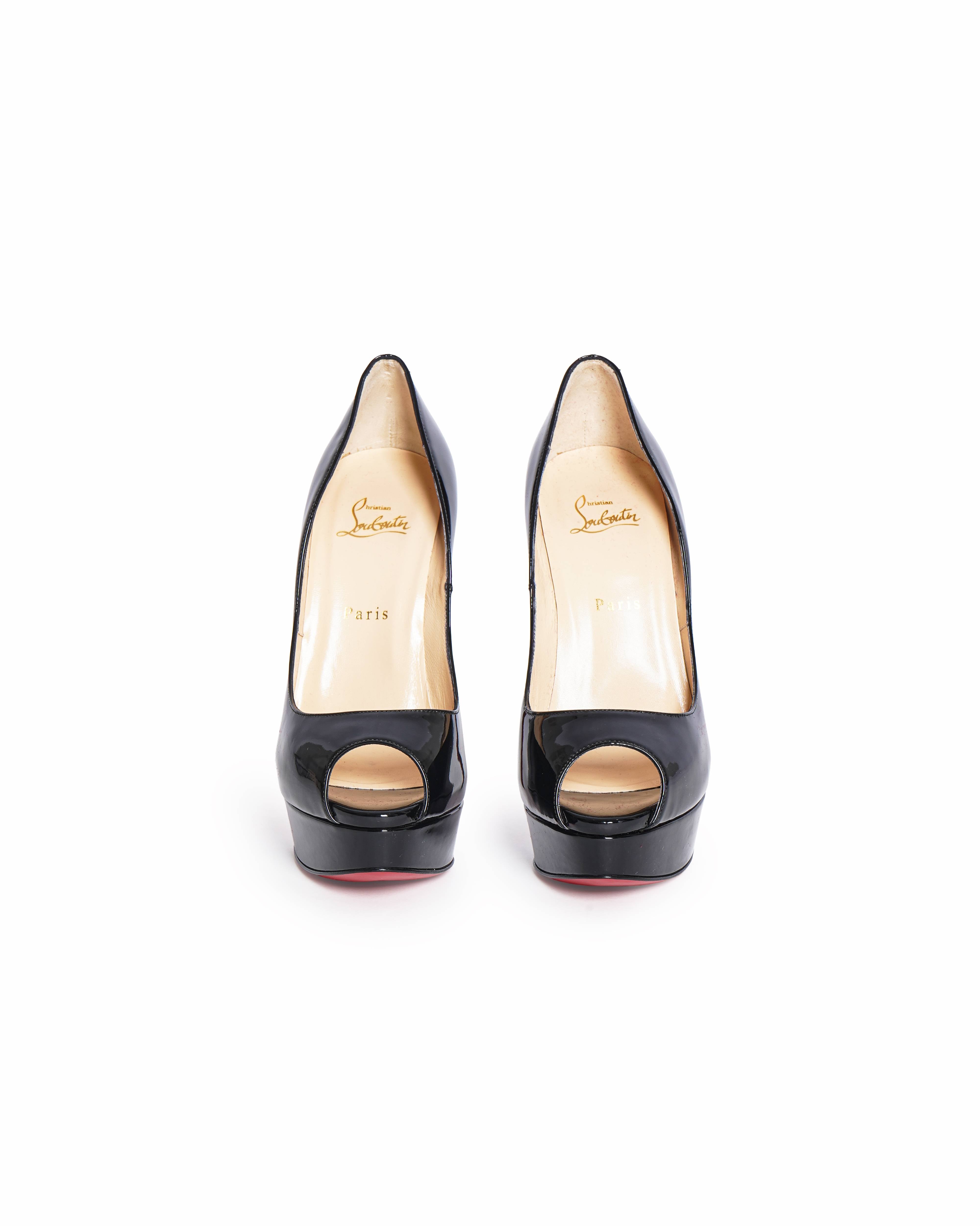 Christian Louboutin Lady Peep 150 Patent Leather Pumps