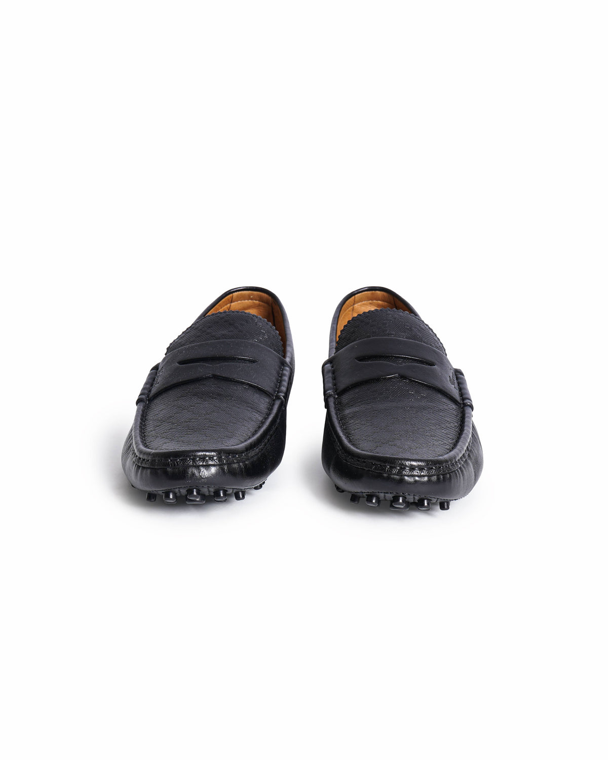 Gucci Black Print Leather Penny Slip On Loafers