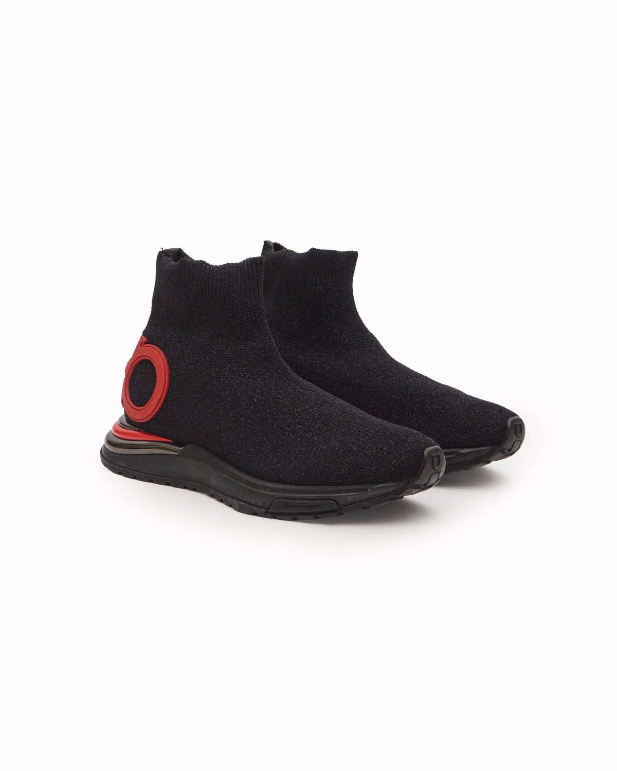 Salvatore Ferragamo Gardena Black Stretch Knit Sock Sneakers