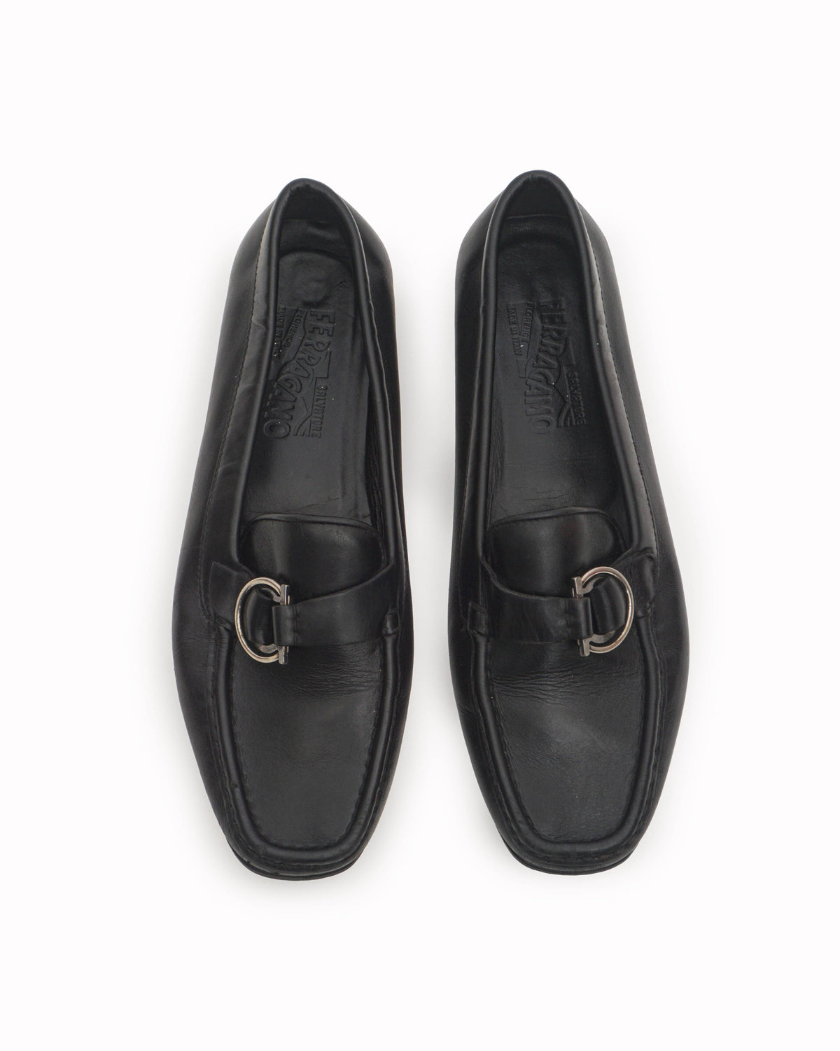 Salvatore Ferragamo Black Leather Gancini Bit Loafers