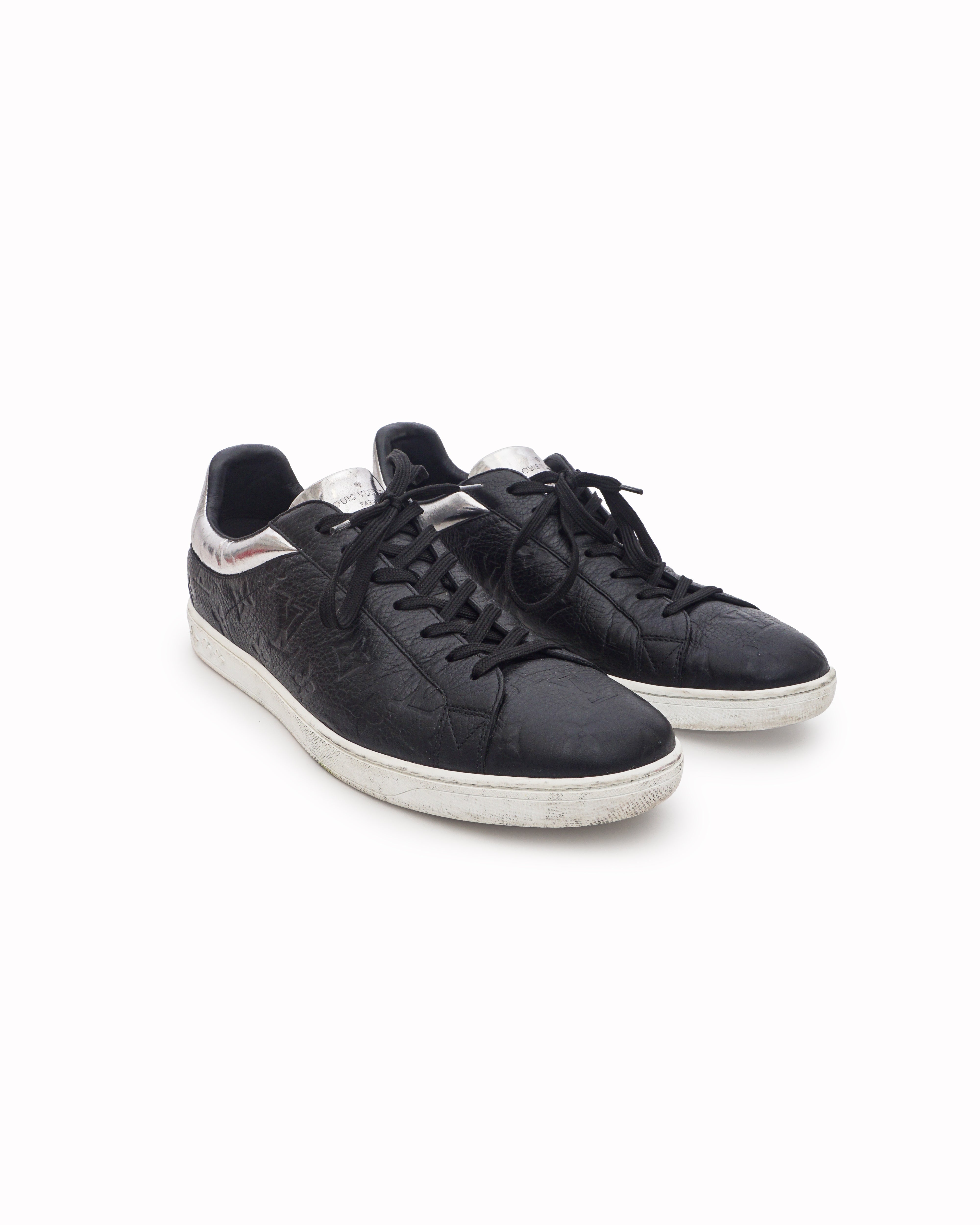 Louis Vuitton Black Embossed Monogram Leather Low-Top Sneakers